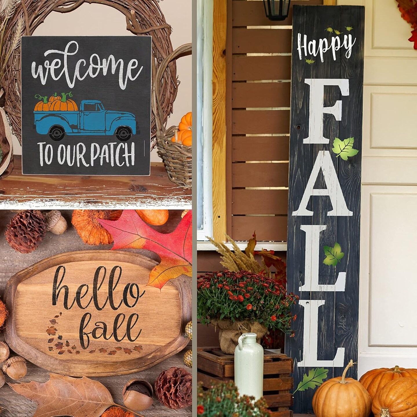 Large Fall Stencils for Painting on Wood, Canvas - 10&#x201D;x10&#x201D; Stencil Pack