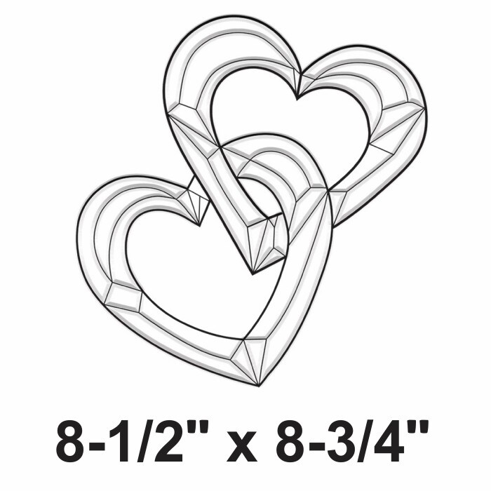 8-1/2"x8-3/4" Exquisite Clear Glass Hearts Bevel Cluster EC254