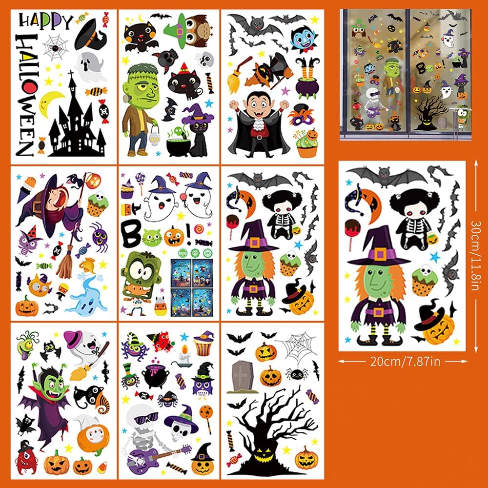 9 Sheets Halloween Window Clings