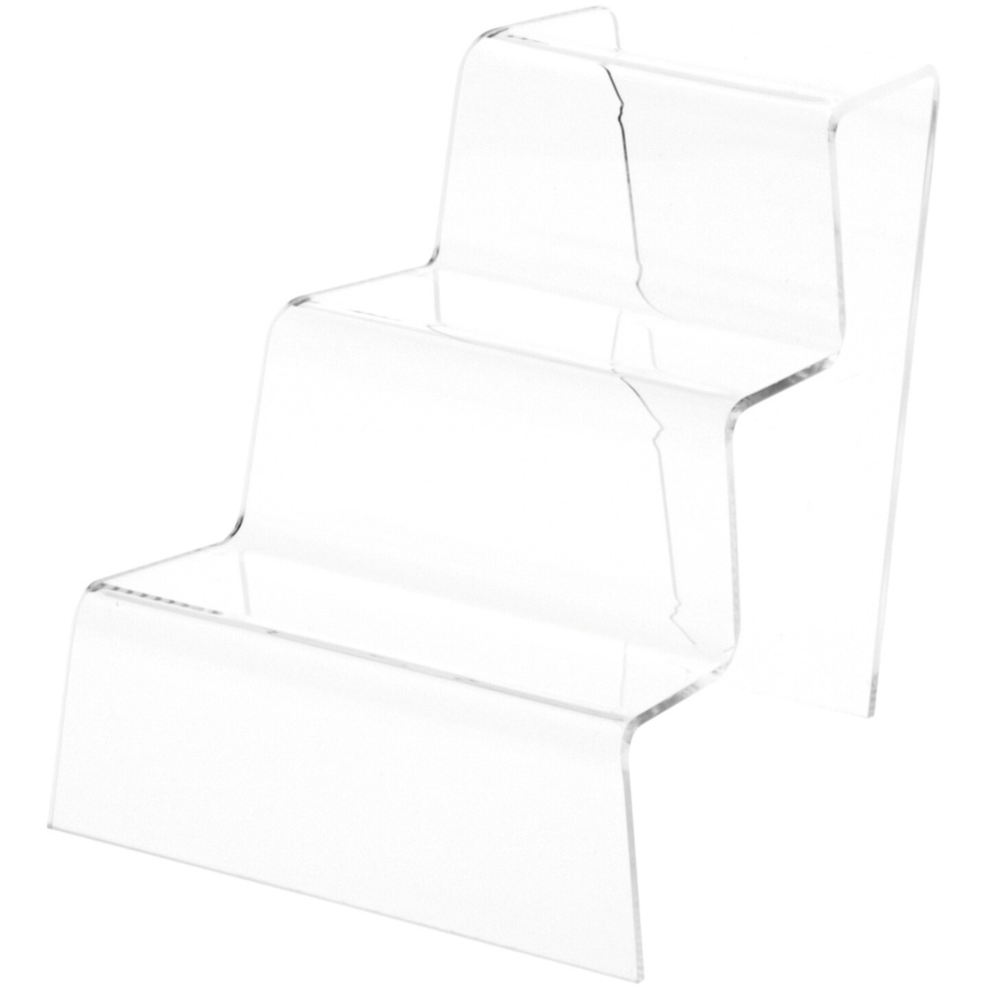 Plymor Clear Acrylic Tapered Display Stairs, 6.5" H x 6" W x 7" D