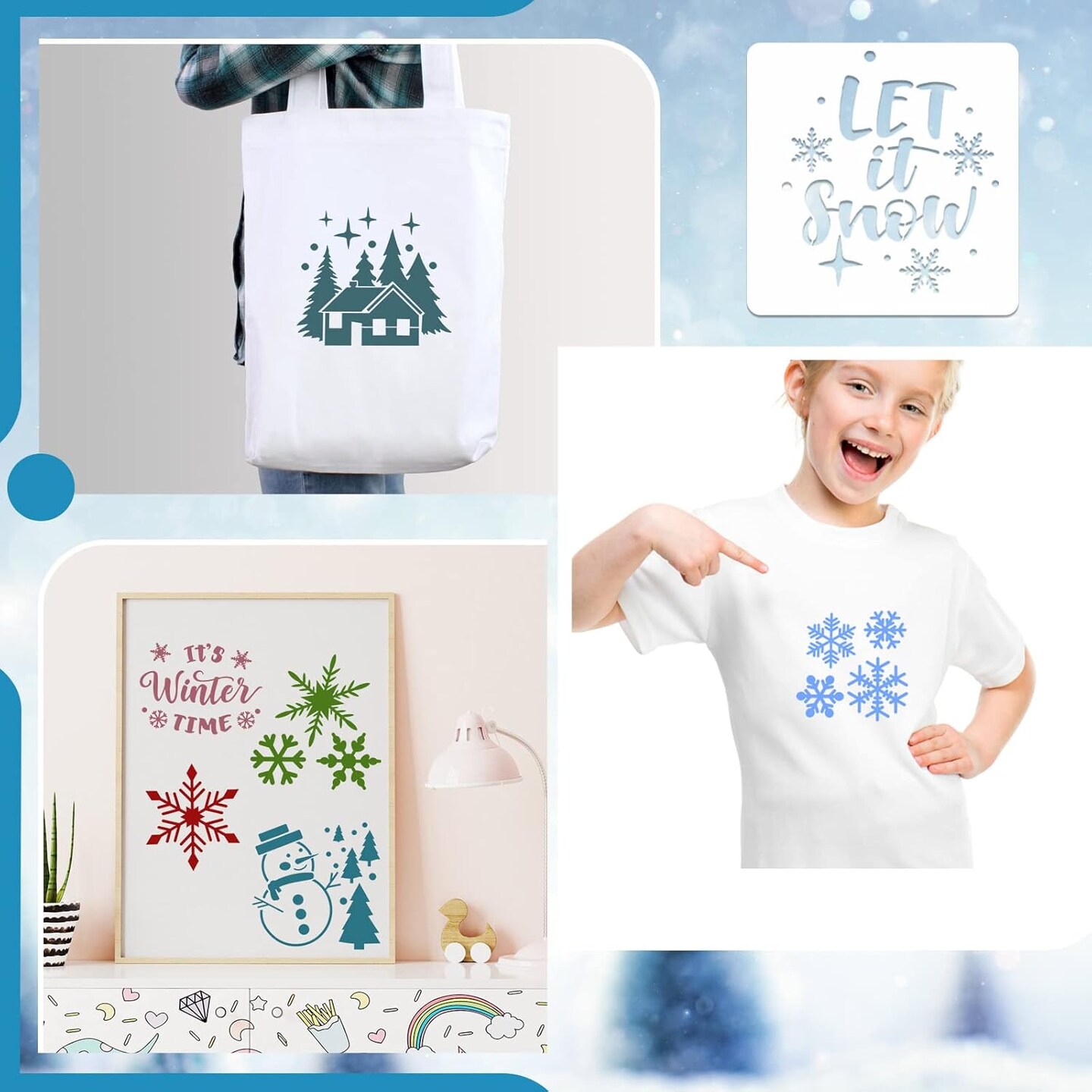 20 Pieces Stencil Template for Painting Reusable Animal Plant Stencil (Snowflake)