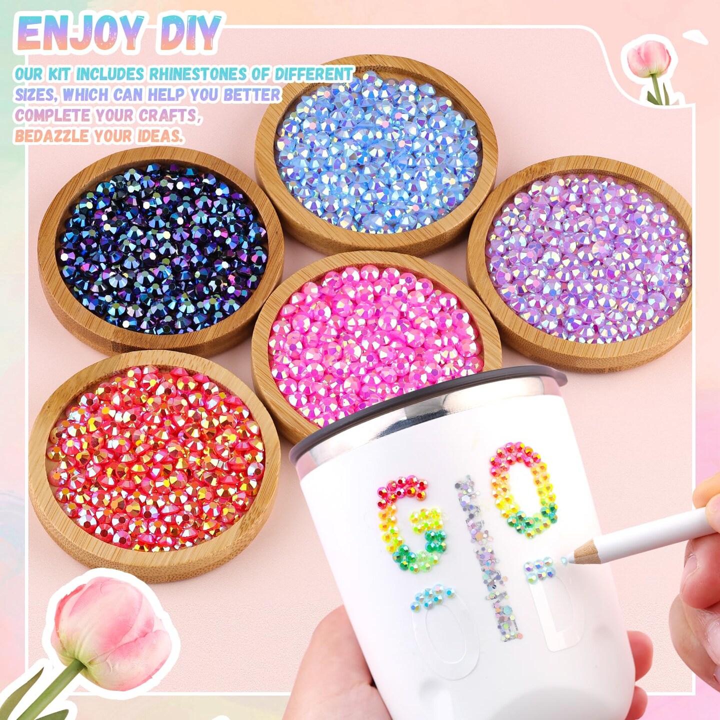 30000Pcs 3mm Flatback Resin Rhinestones with B7000 - Mixed-Color
