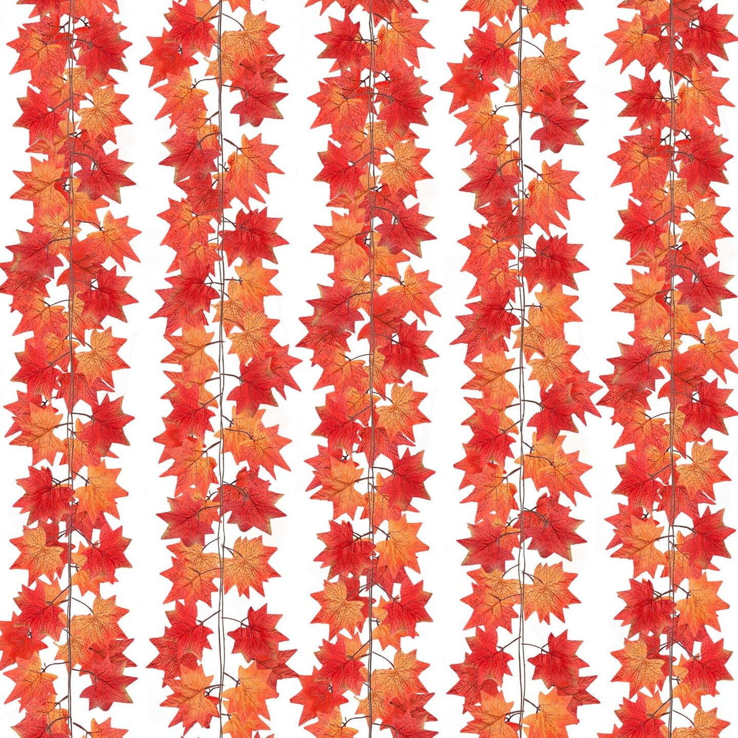 5 Pack Fall Leaf Garland, Hanging Vines Garland Artificial Fall Maple Leaves