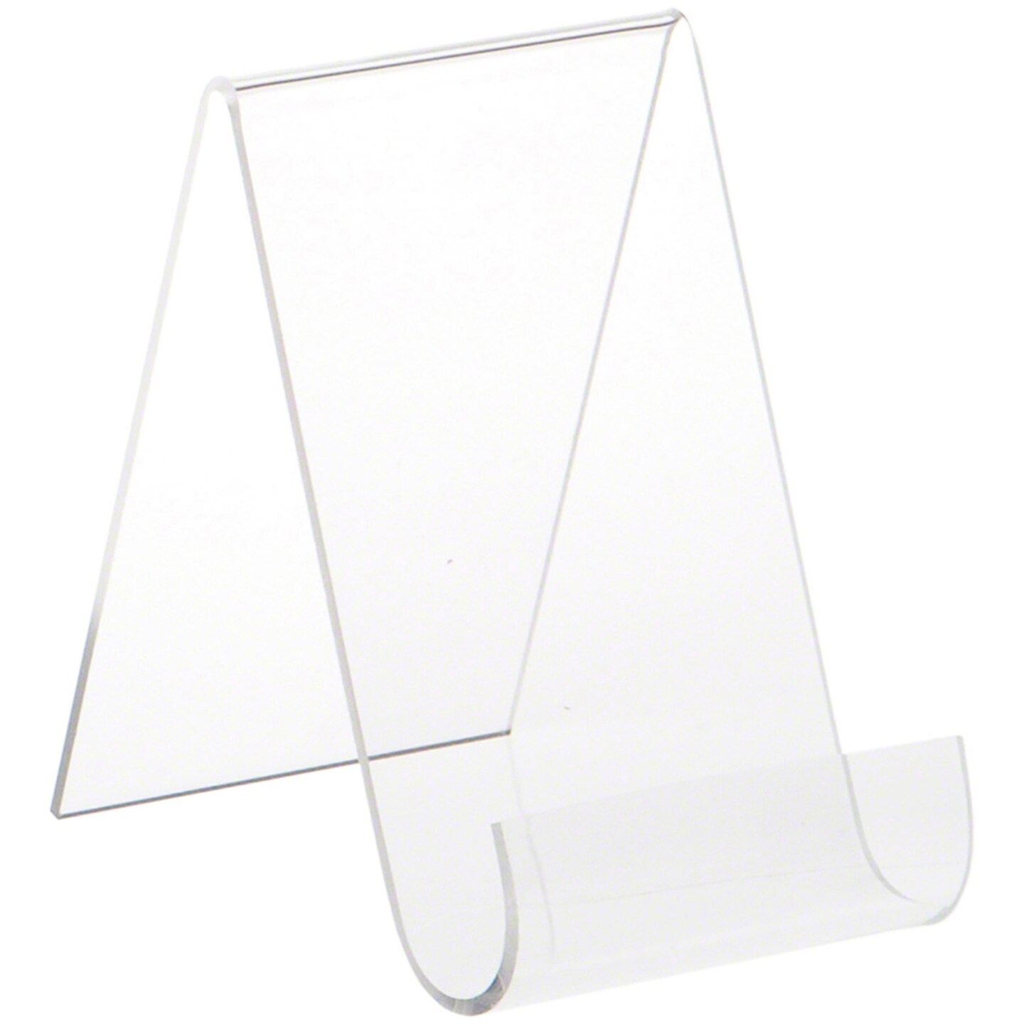 Plymor Clear Acrylic Flat Back Display Easel with Rounded Front, 5.5" H x 3.5" W x 5.5" D