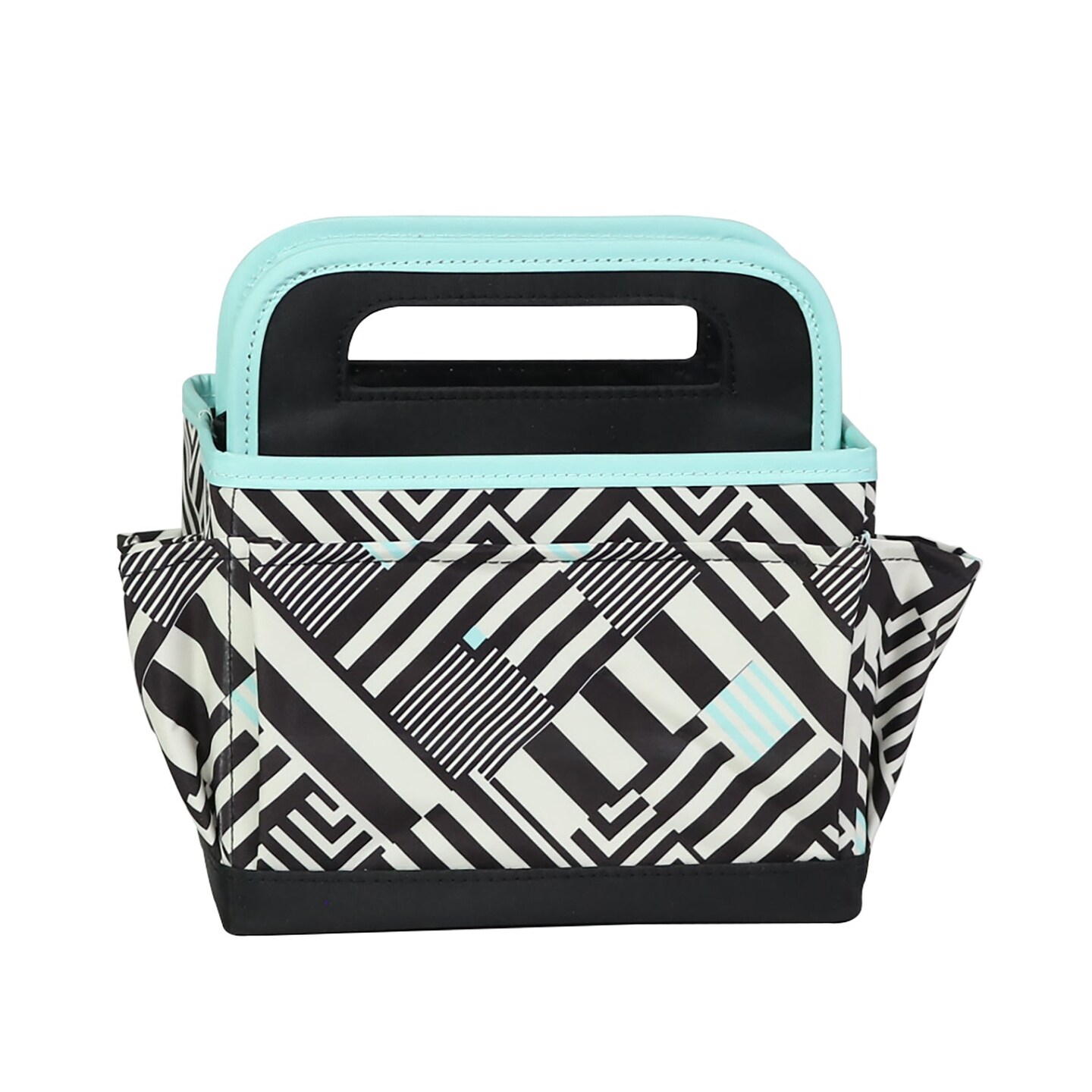 Collapsible Desktop Craft Caddy, Teal Geometric