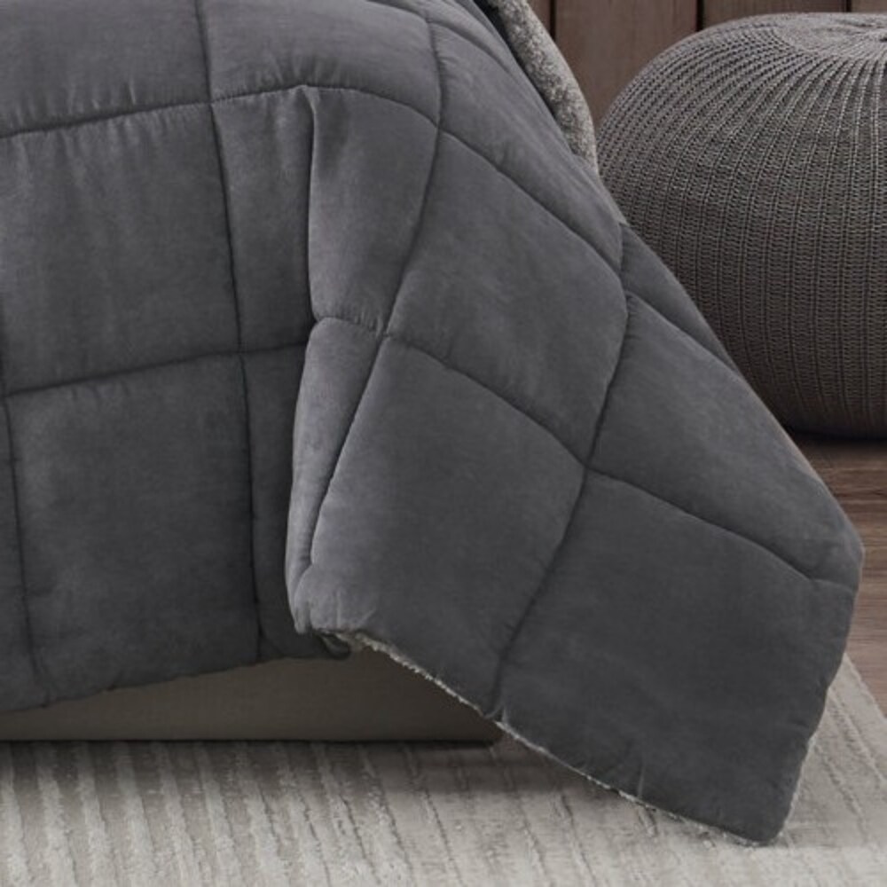 Reversible Microfiber Sherpa Comforter Set Plush Warm Bedding for Winter Nights