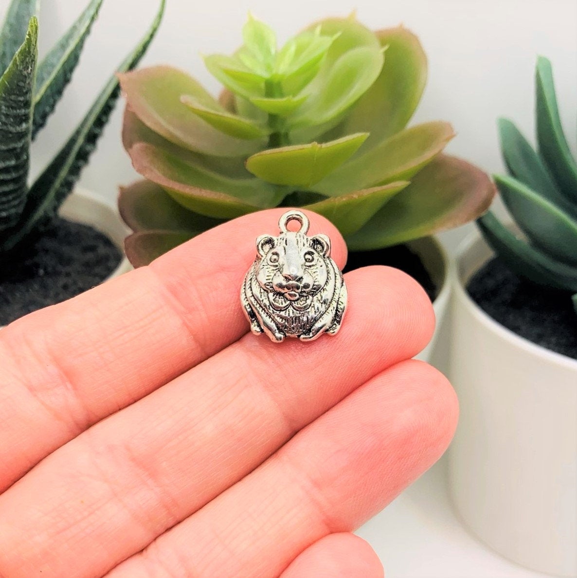 Silver Guinea Pig Charms, 14x18mm
