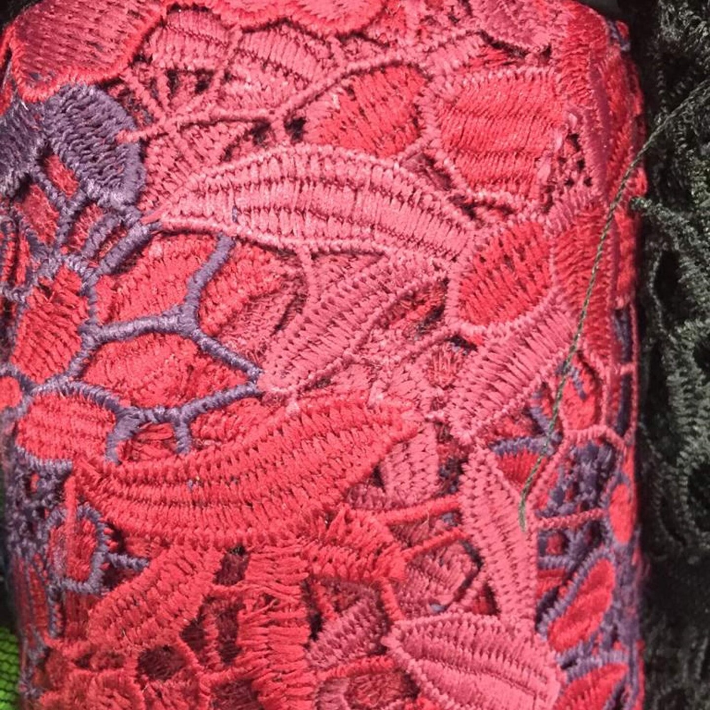 1 Yard Burgundy &#x26; Plum Italian Cotton Guipure Lace Luxury Couture Lace 54 Inches Wide