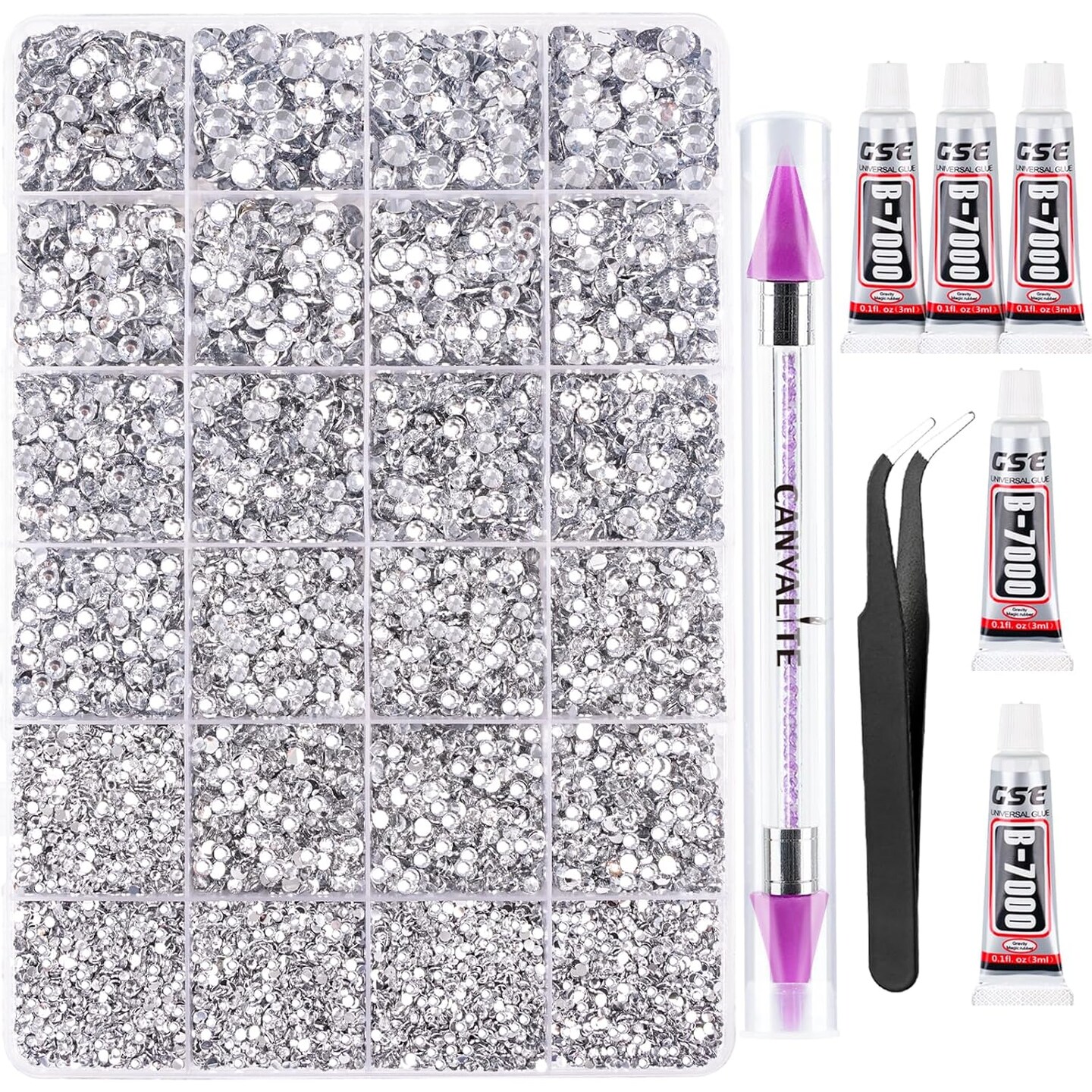 25000Pcs Resin Jelly Flatback Rhinestones with Glue and Tools - Clear