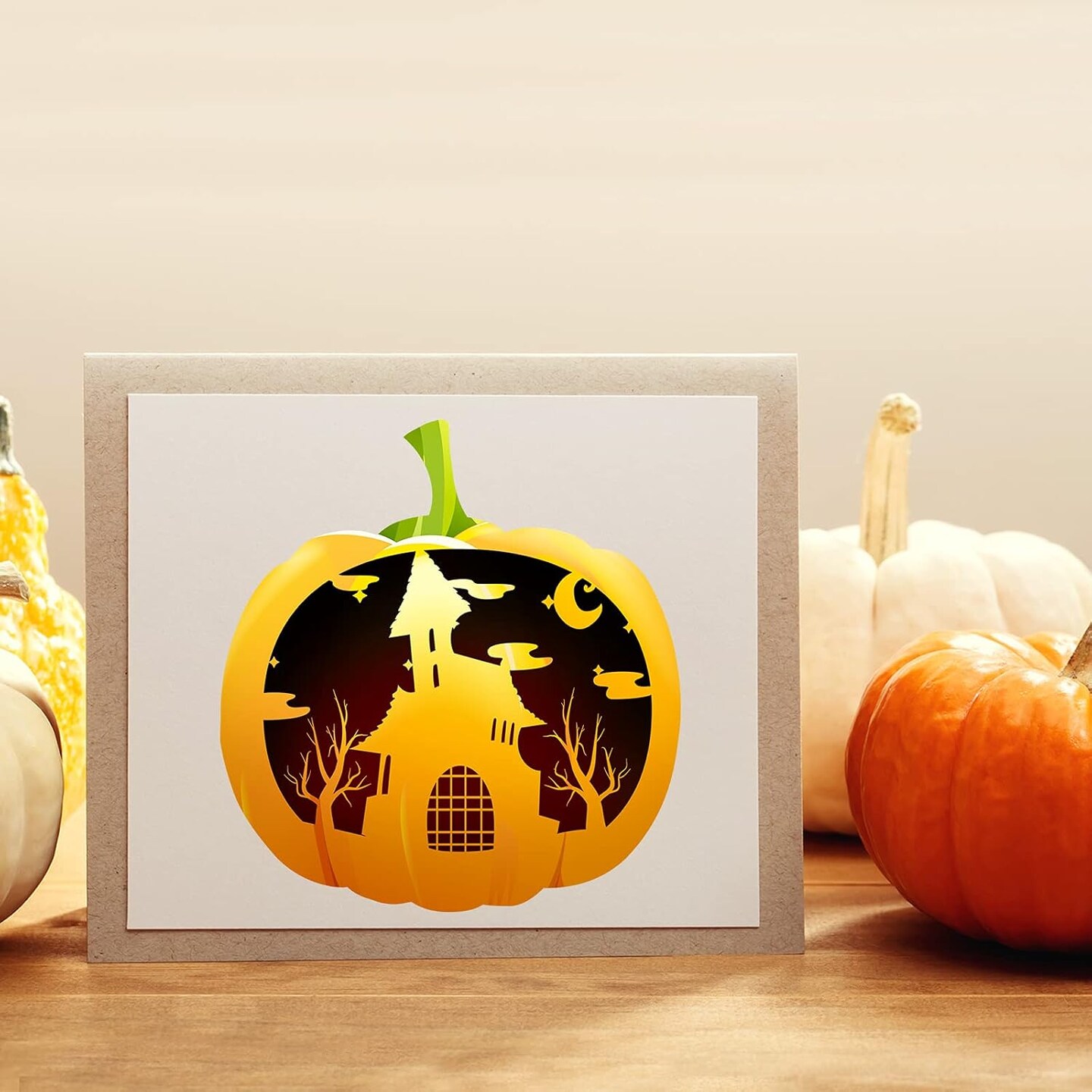 25 Pieces 7.9 Inch Halloween Pumpkin Stencils Reusable Pumpkin