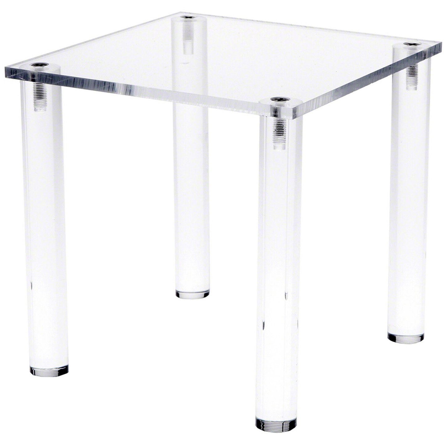 Plymor Clear Acrylic Square 4-Leg Display Riser, 6" H x 6" W x 6" D