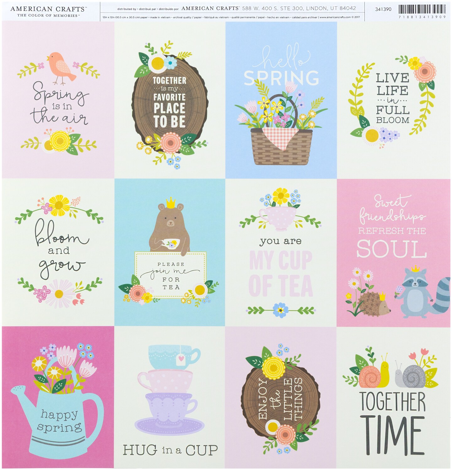 American Crafts Holiday/Event Single-Sided Cardstock 12"X12"-Tea Party