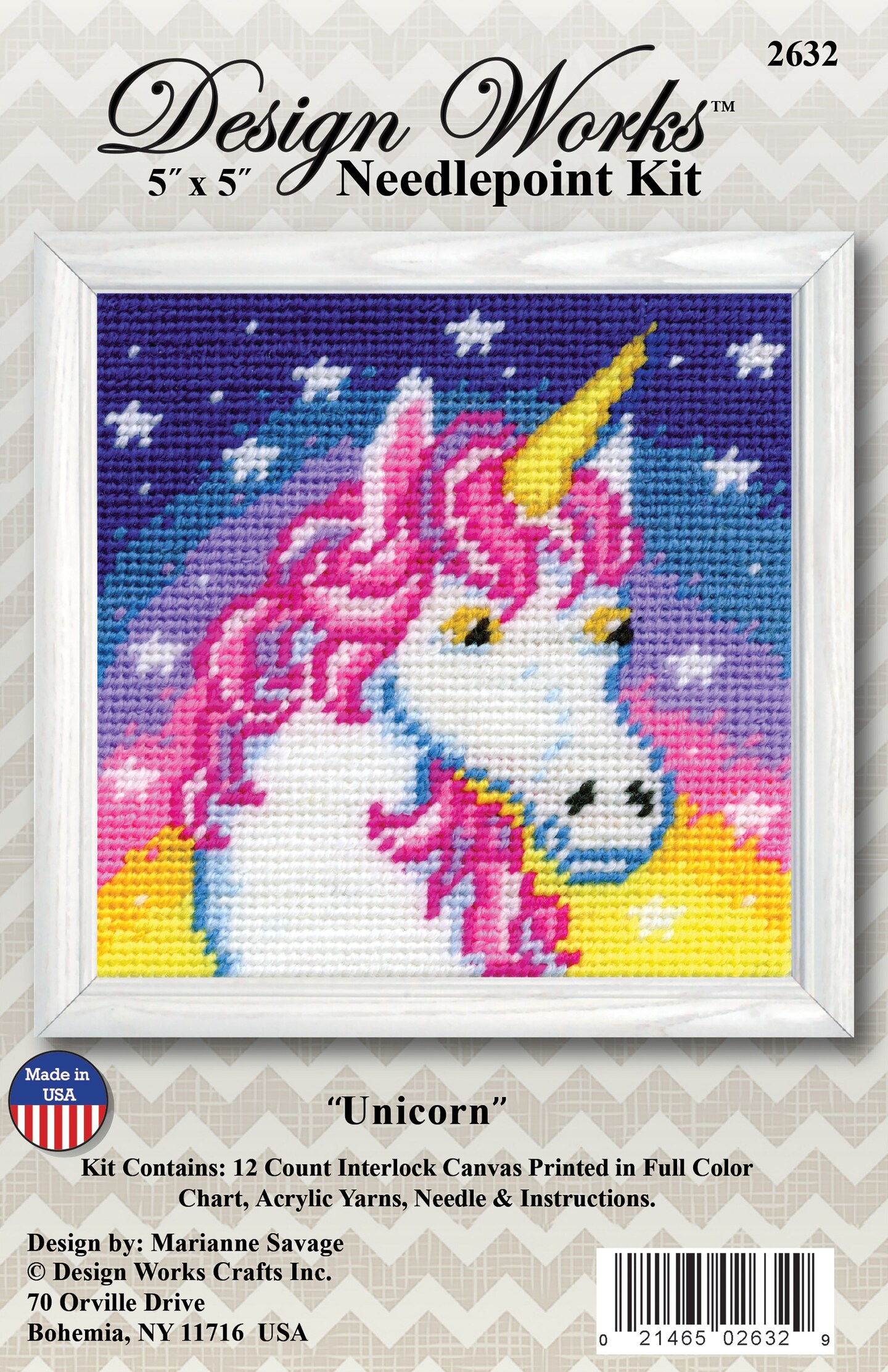 Design Works Needlepoint Kit 5&#x22;X5&#x22;-Unicorn