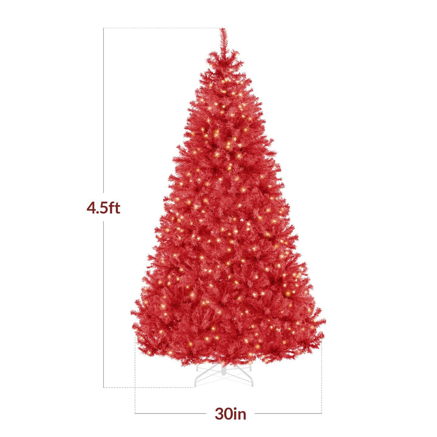 Best Choice Products Pre-Lit Red Christmas Tree, Artificial Full Holiday Decoration w/ Incandescent Lights