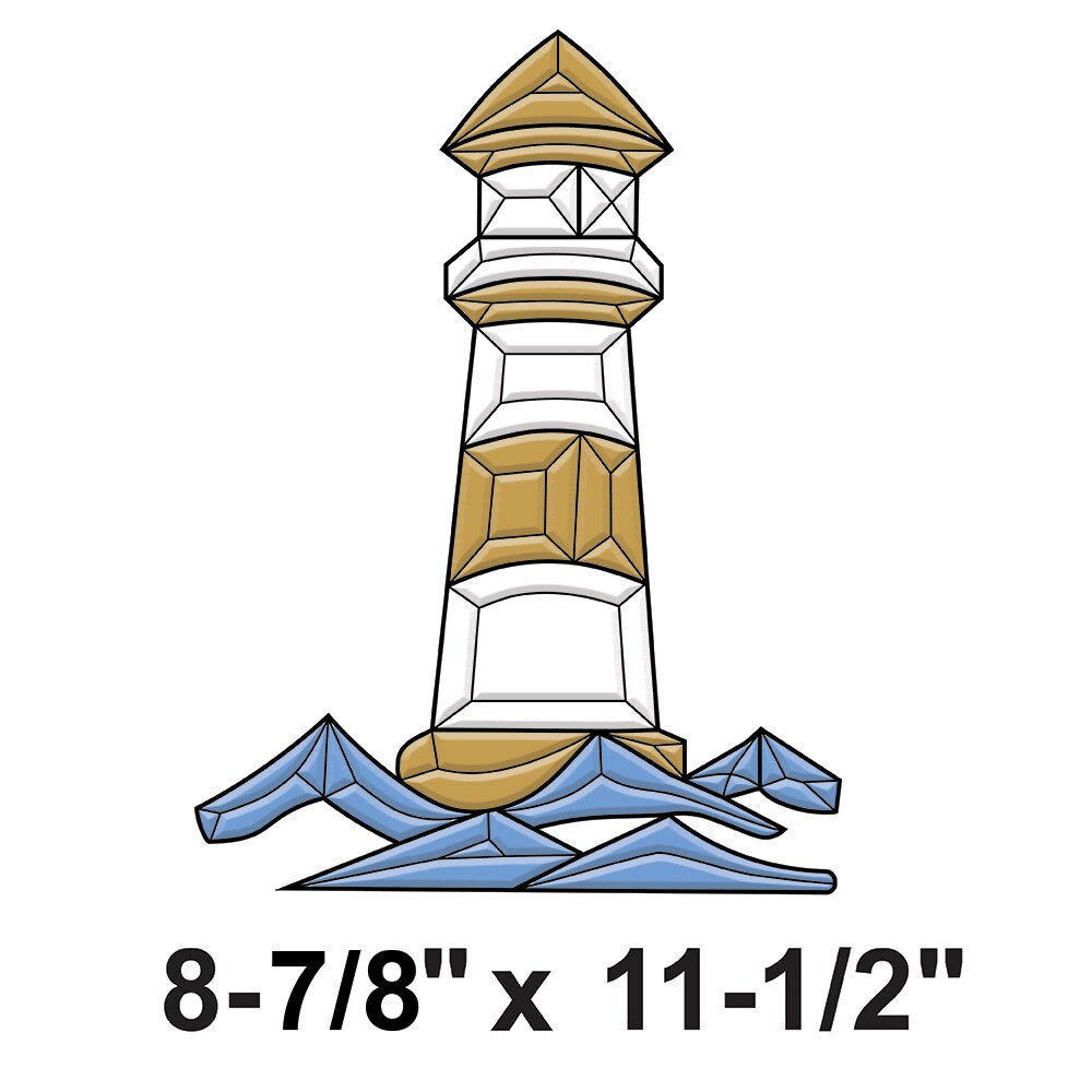 8-7/8"x11-1/2" Colored Exquisite Glass Lighthouse Bevel Cluster COEC800