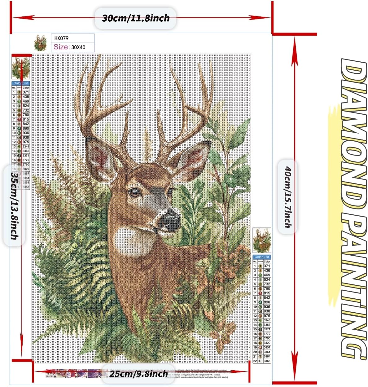 5D Diamond Painting Kit for Adults – Full Drill Deer Diamond Art, Round Diamond Dots Beginner Craft for Home Wall Decor & Gifts, 11.8×15.7 Inch