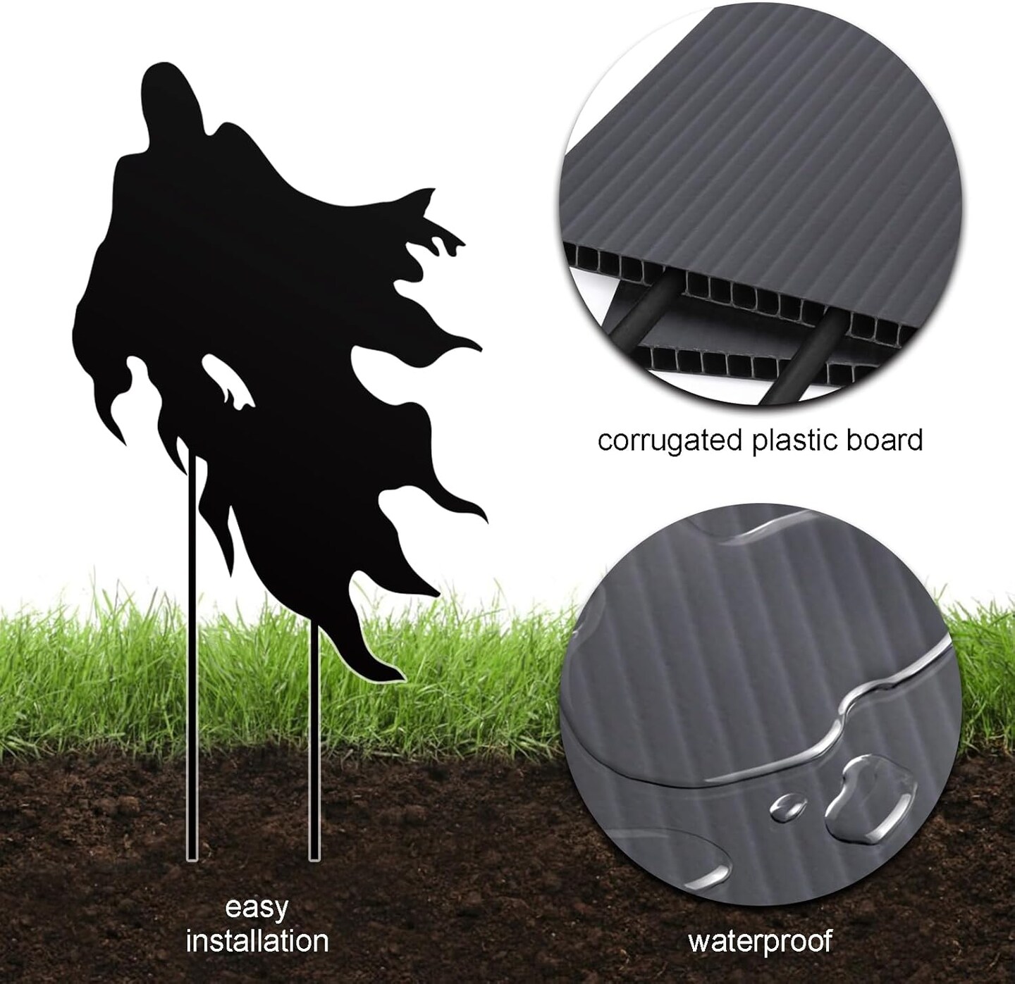 4Pack Halloween Ghost Yard Signs with Stakes Scary Silhouette Outside