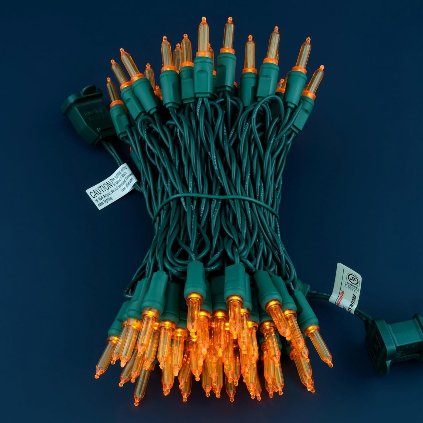 100 Orange One-Piece LED Christmas Lights – 33 ft Green Cord, T5 Outdoor String Lights, UL Certified & Waterproof (Orange)