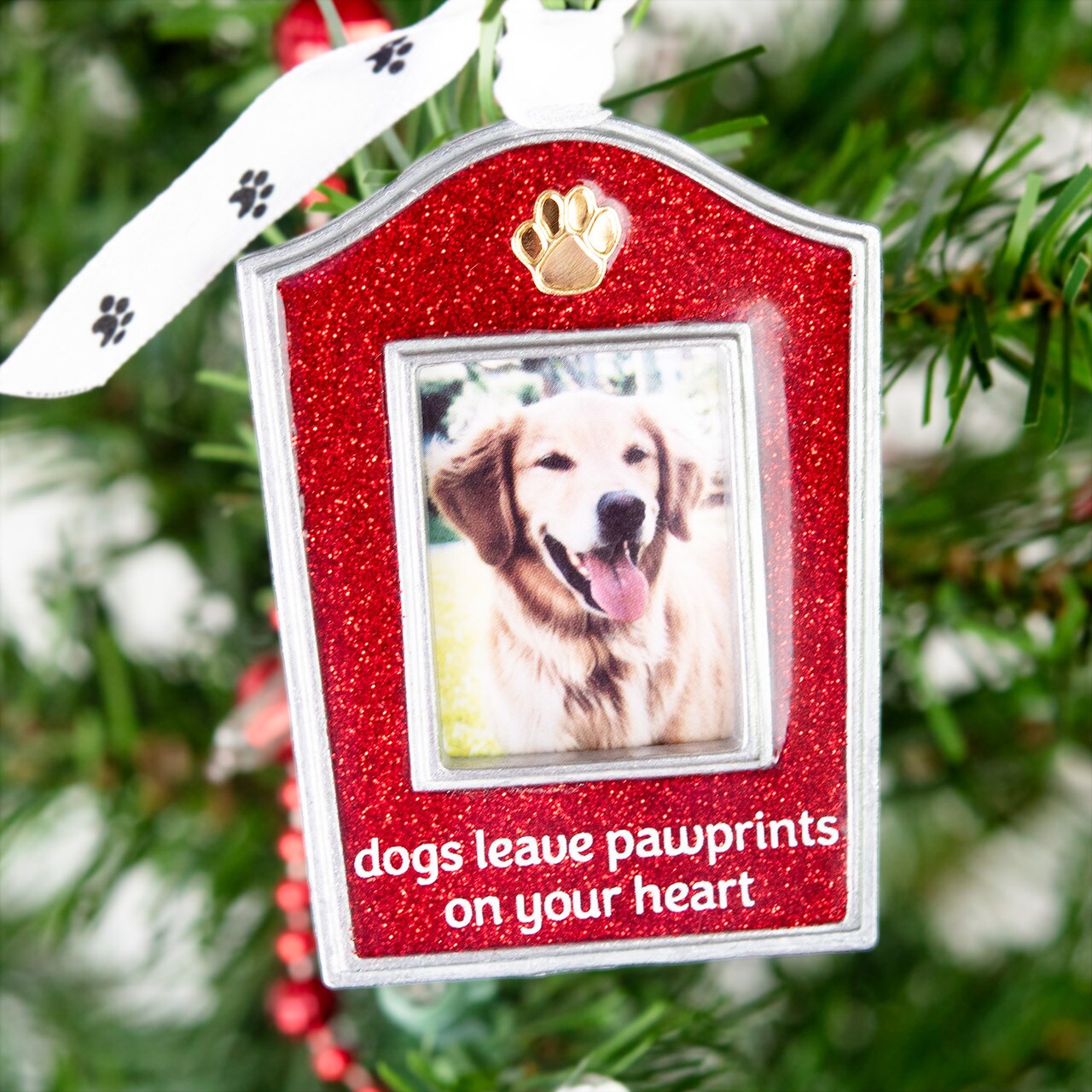 Gloria Duchin Dogs Pawprints Silver Metal Paws Photo Frame Ornament