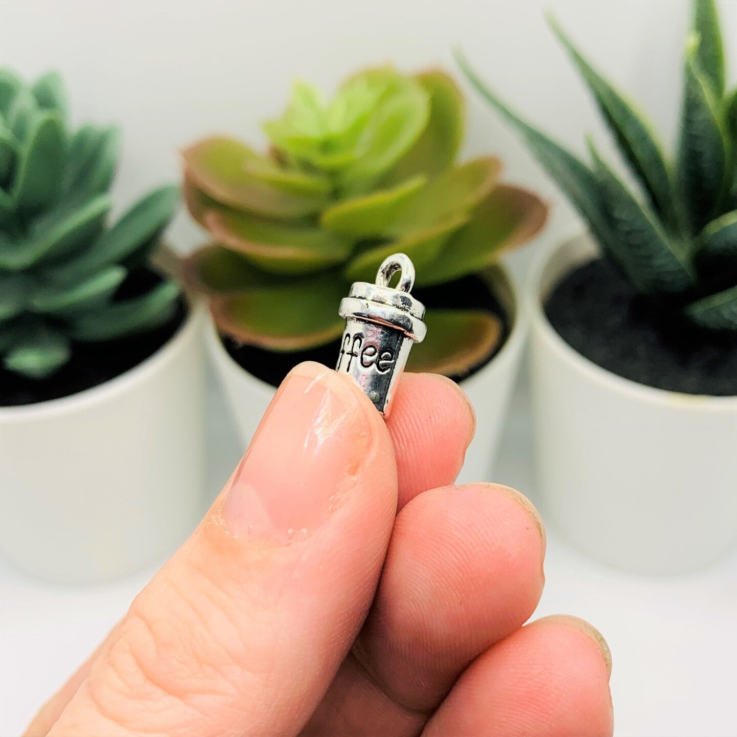 Silver Coffee Cup 3D Charms, 15x8mm