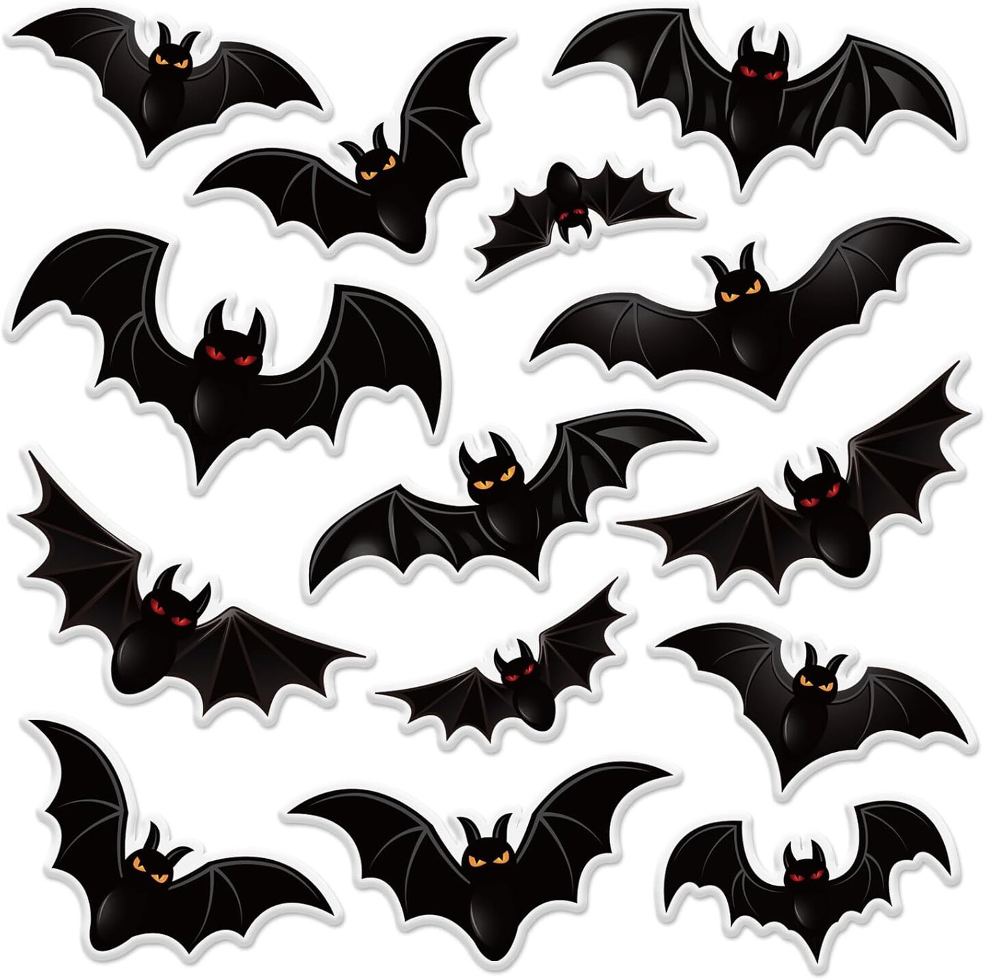 14Pcs Halloween Thick Gel Clings Spooky Black Bat Window Gel Decals