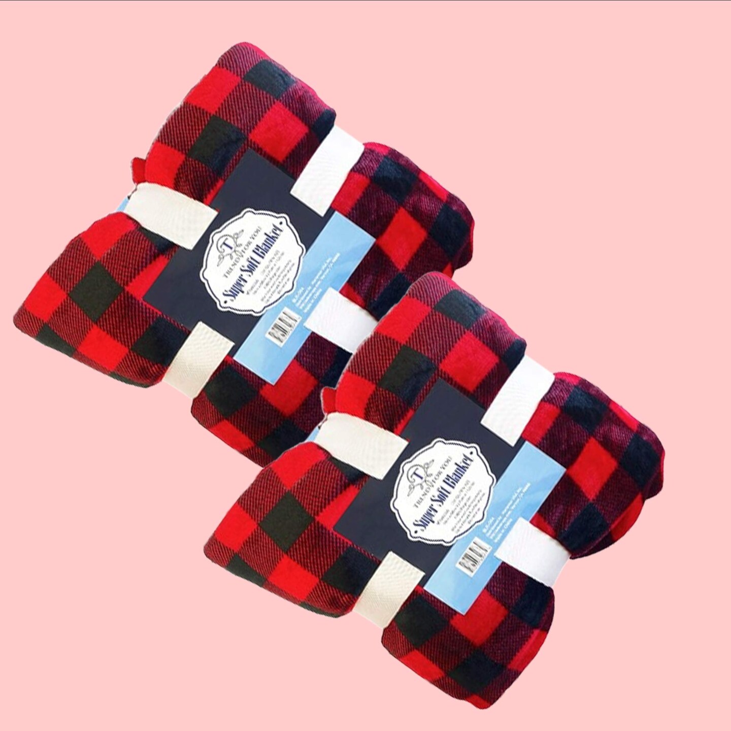 50x60" Checkered Red & Black Sherpa Throw Blanket Coral Fleece Front