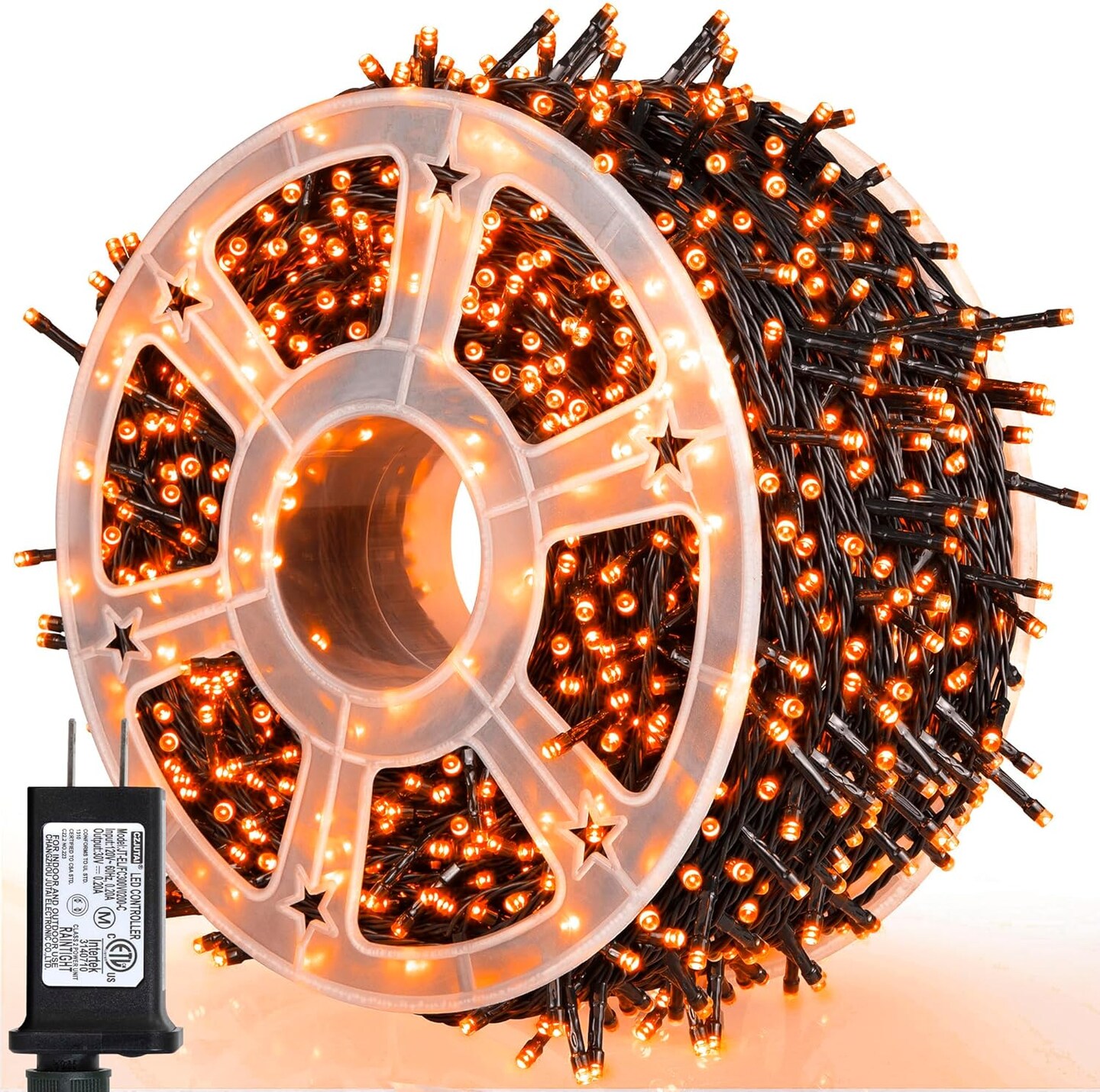 164FT 500 LED Orange Halloween String Lights – 8 Modes, Waterproof, Plug-In, Indoor & Outdoor Decorations (Orange)