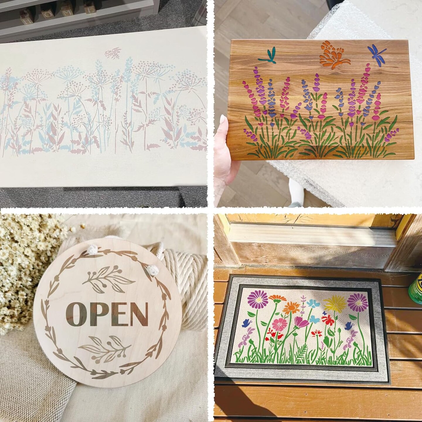 Large Flower Stencils - 16x11 Inches (Reusable)