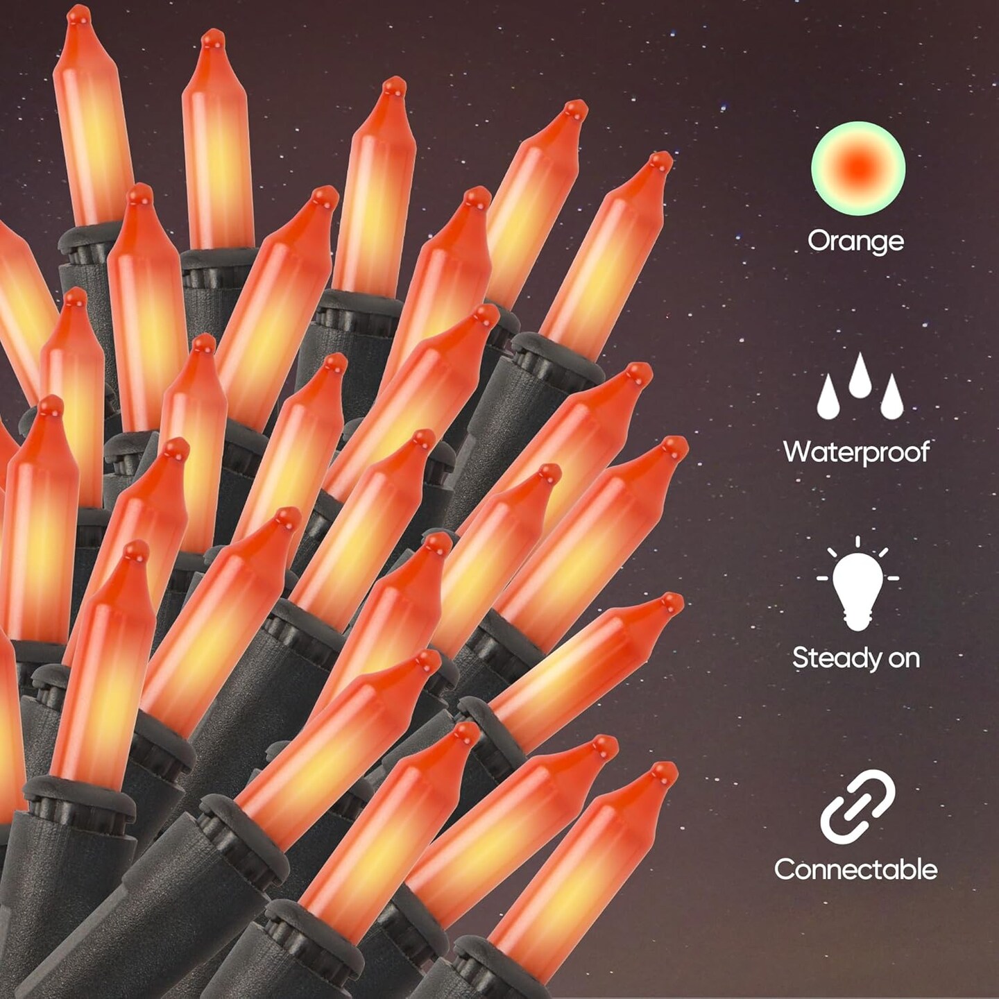 100 Count 21ft Mini Orange String Lights Plug in for Halloween Decorations