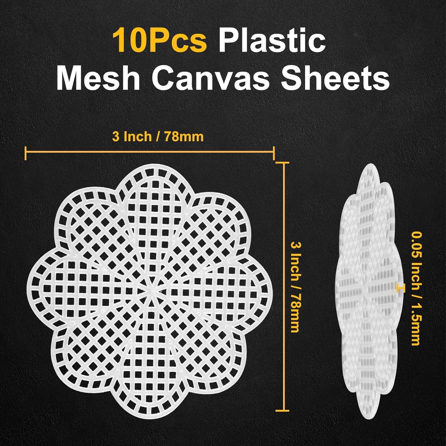 10 Pcs 7 Count 3 inch Mesh Plastic Canvas Flower Sheets, Blank Needlepoint Canvas for Embroidery, White Cross Stitch Plastic Mesh for DIY, Crochet Projects, Yarn Crafting, Knit, Needlework