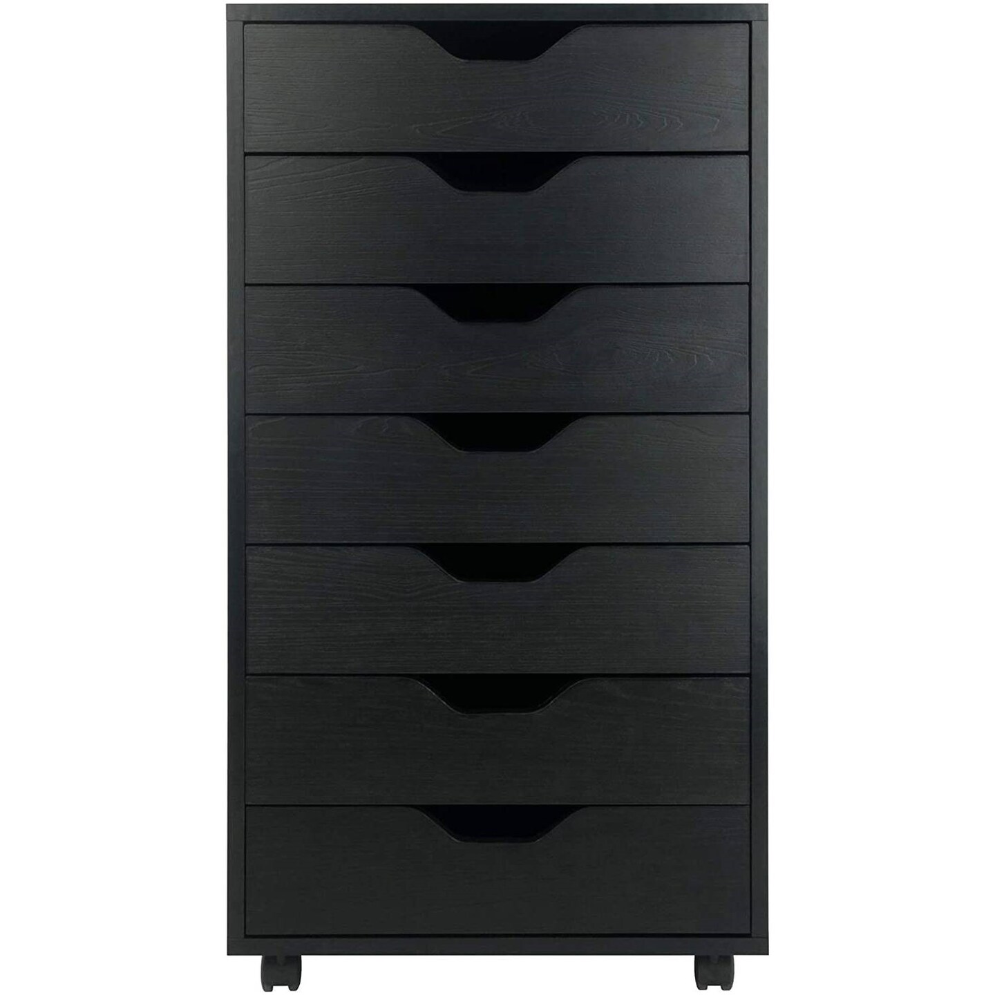 Wood 7-Drawer Storage Cabinet Chest with Casters and Lock