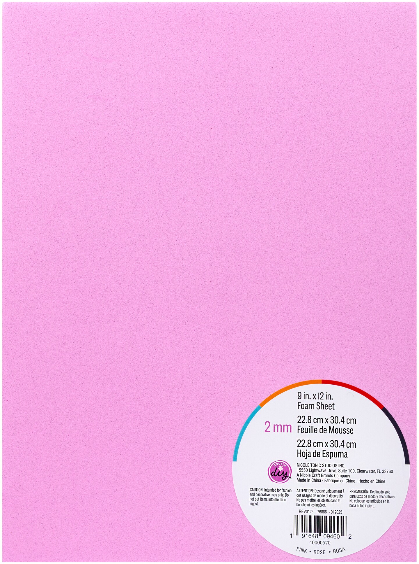 CousinDIY Foam Sheet 9&#x22;X12&#x22; 2mm-Pink
