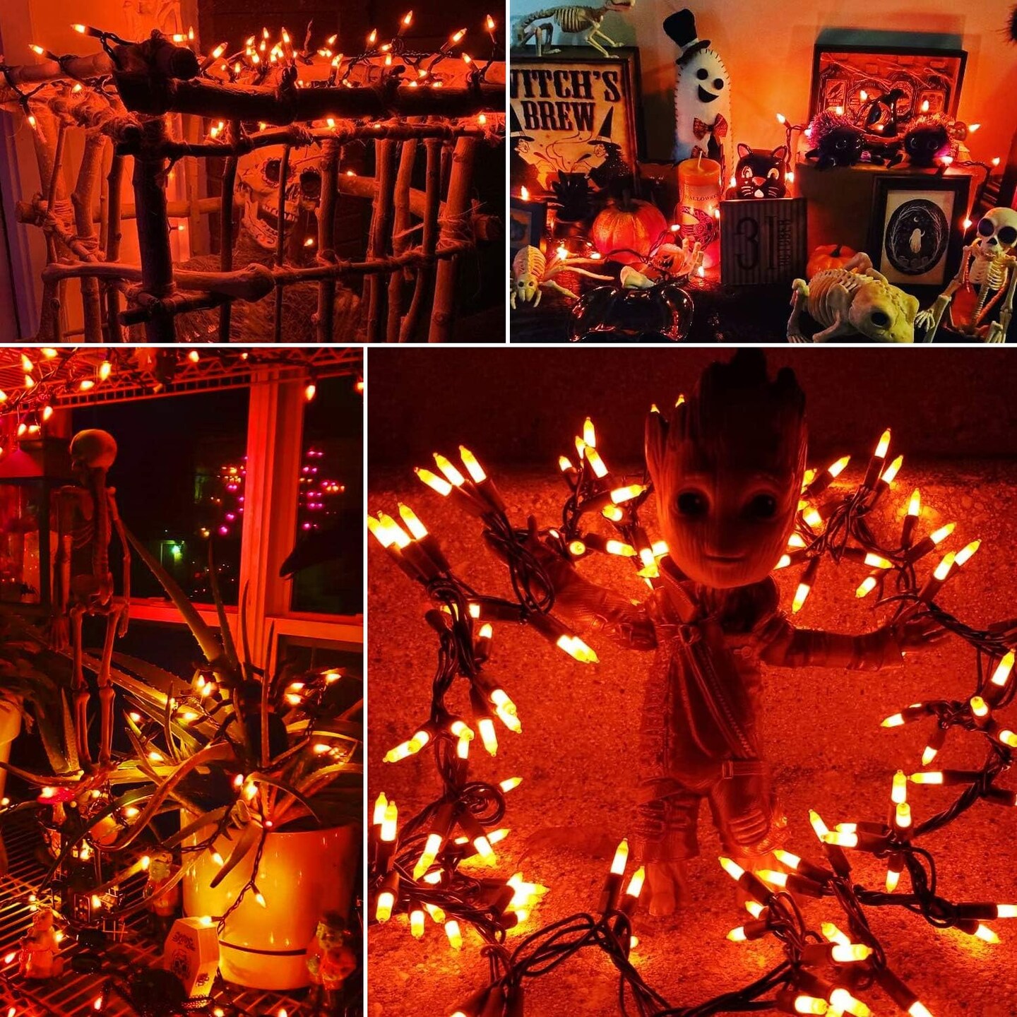 Orange Halloween Lights – 21.63 ft, 100 Count Incandescent String Lights, Brown Wire, Connectable for Indoor & Outdoor Decor (Orange-Brown Wire)