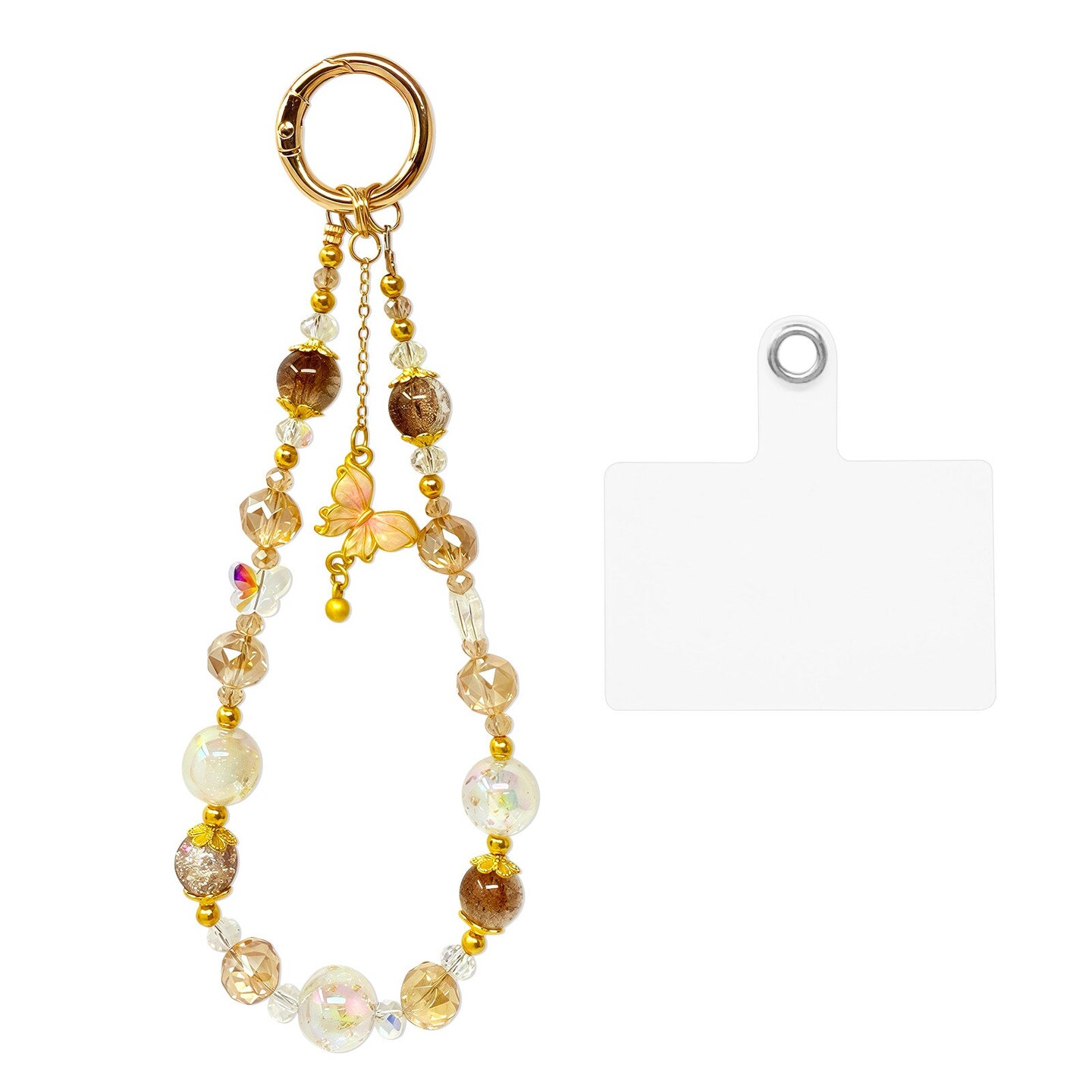 Wrapables Sparkling Beaded Cell Phone Wrist Strap, Keychain, Bag Charm with  Lanyard Tether Tab, Amber Butterfly | Michaels