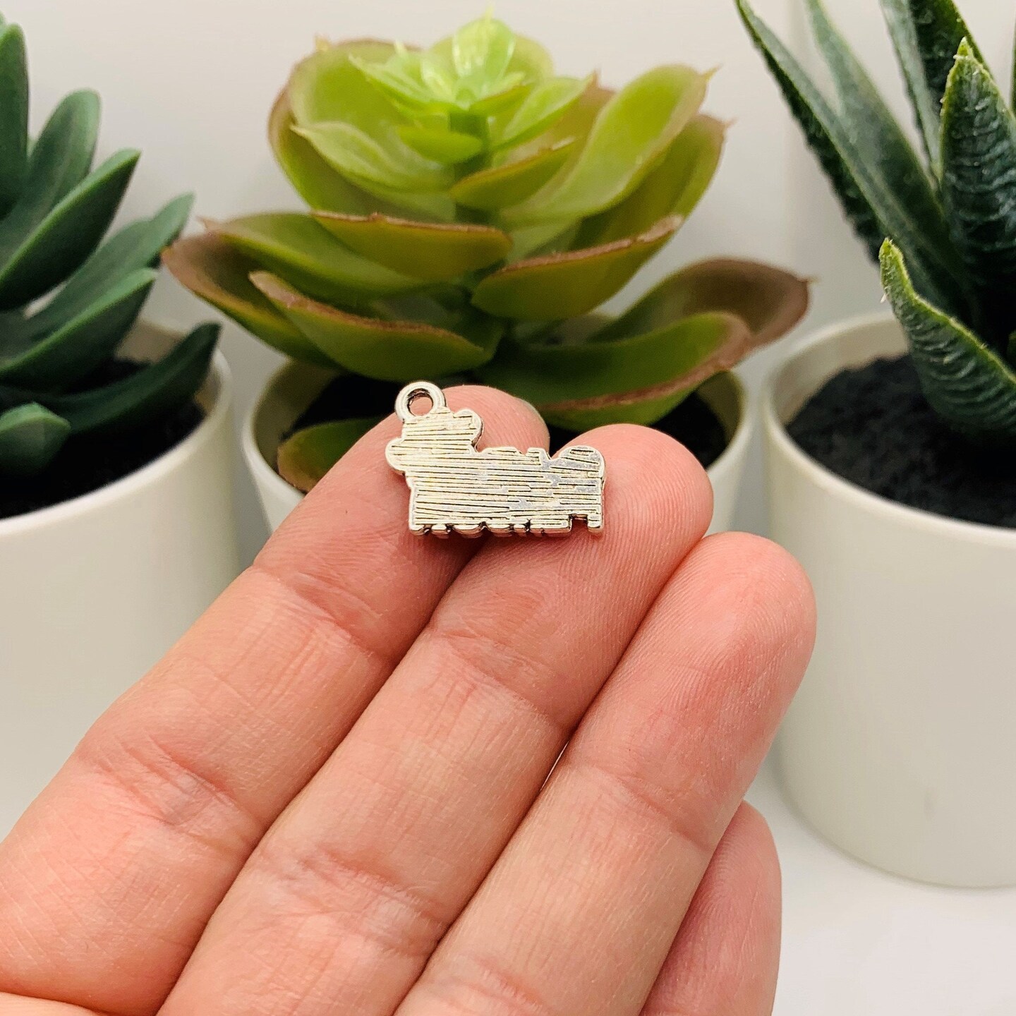 Silver Cat Person Pet Charms, 13x18mm