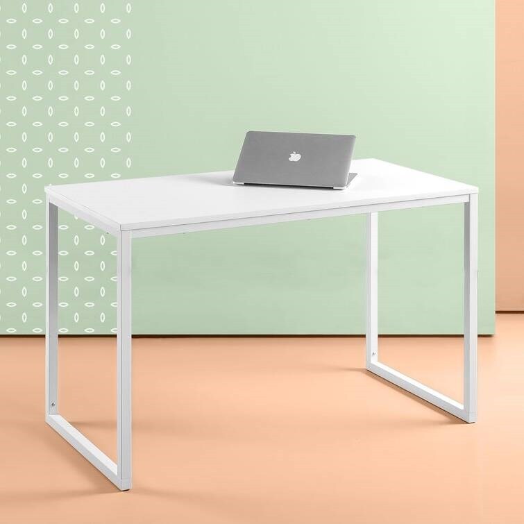 Modern Wood Top Desk with Heavy Duty Steel Frame Perfect for Home Office and Study Use