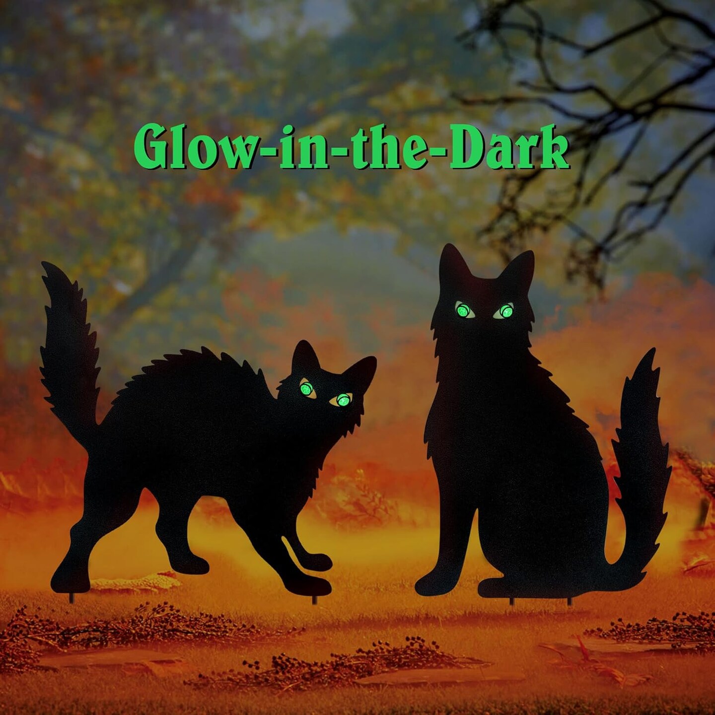Set of 2 - Cat Stake - Halloween Outdoor Decorations