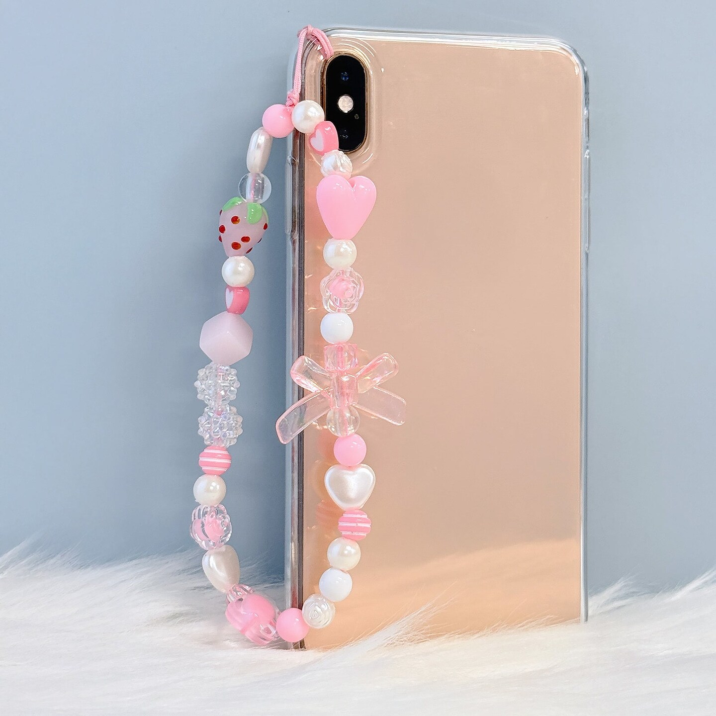 Wrapables Charms and Beads Cell Phone Wrist Strap, Keychain, Bag Charm (Set of 2), Bows and Hearts