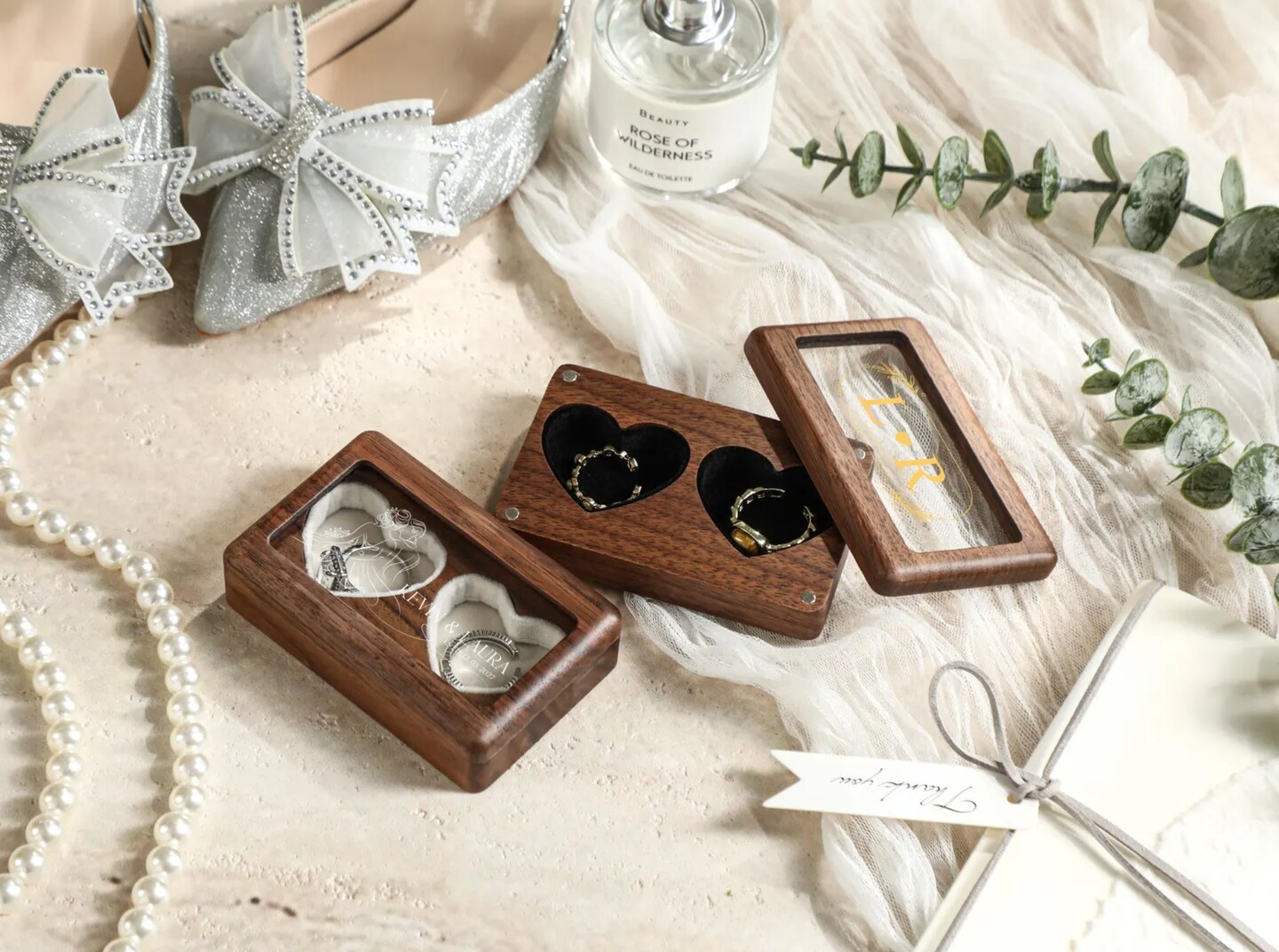 Personalized Wooden Wedding Ring Box, Engraved Engagement Proposal