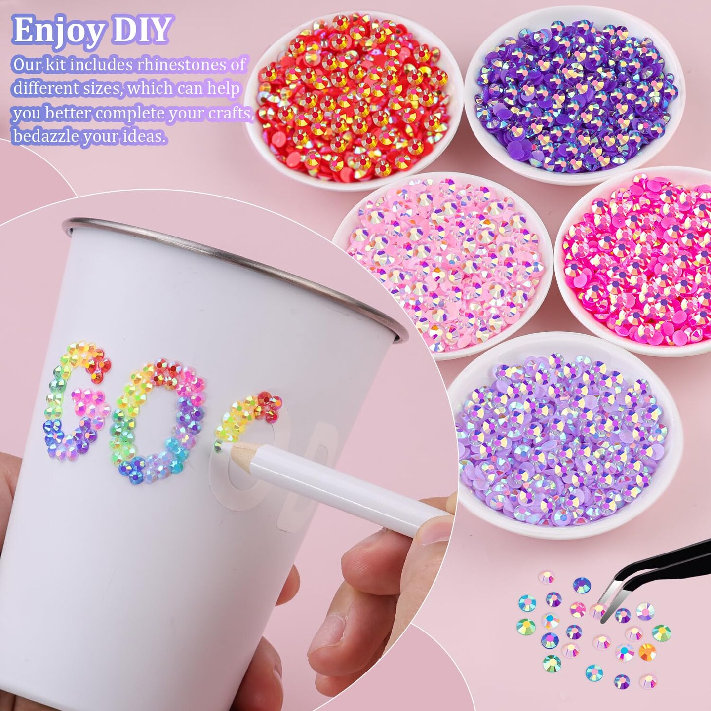 30000Pcs 3mm Resin Rhinestones with Tweezers and 3Pcs 10ml B7000 Glue