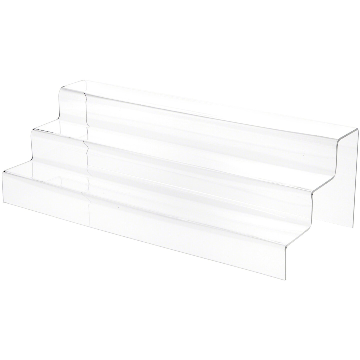 Plymor Clear Acrylic 3-Step Solid Back Display Stairs, 5.5" H x 18" W x 8" D