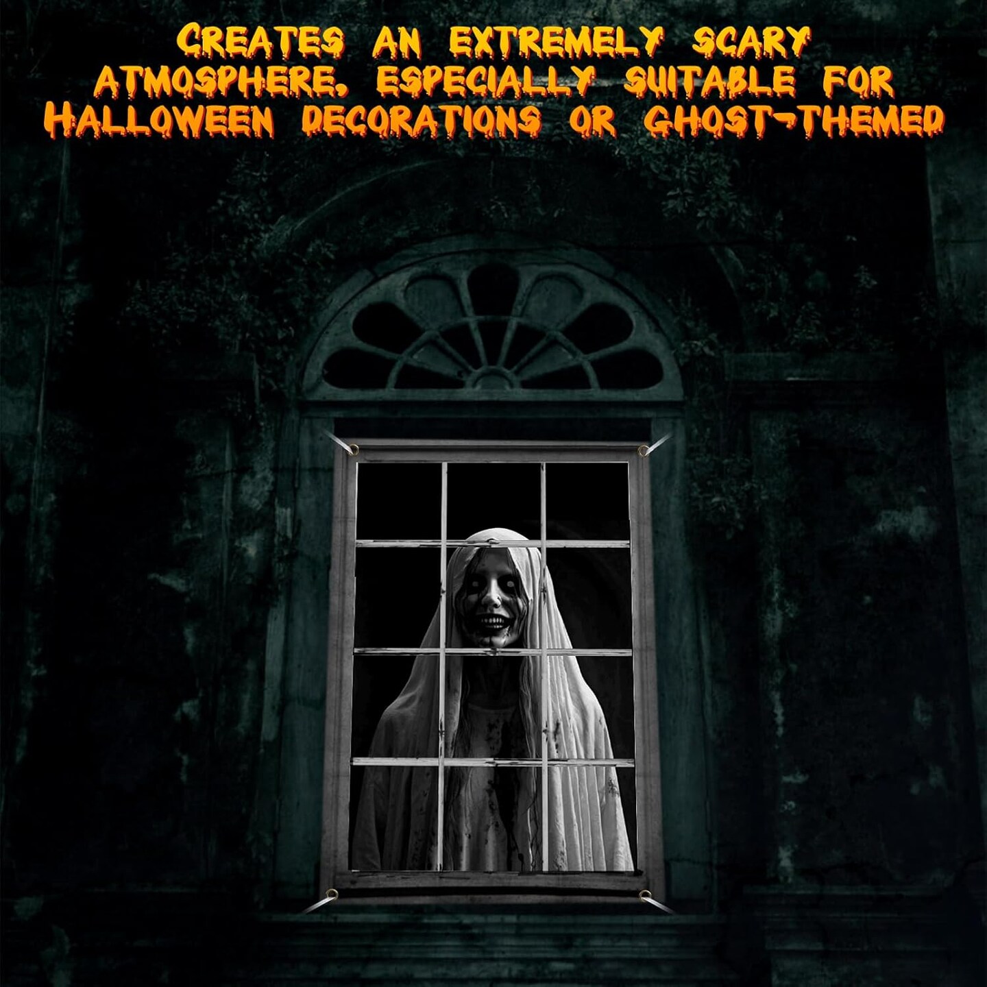 Scary Halloween Haunted House Window Clings