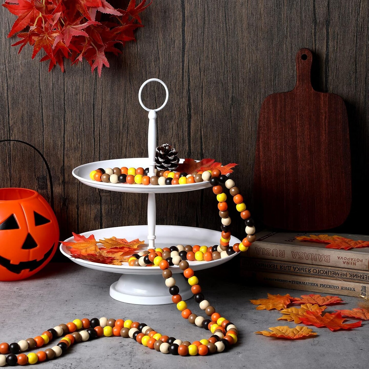 16 ft Fall Wooden Bead Garland