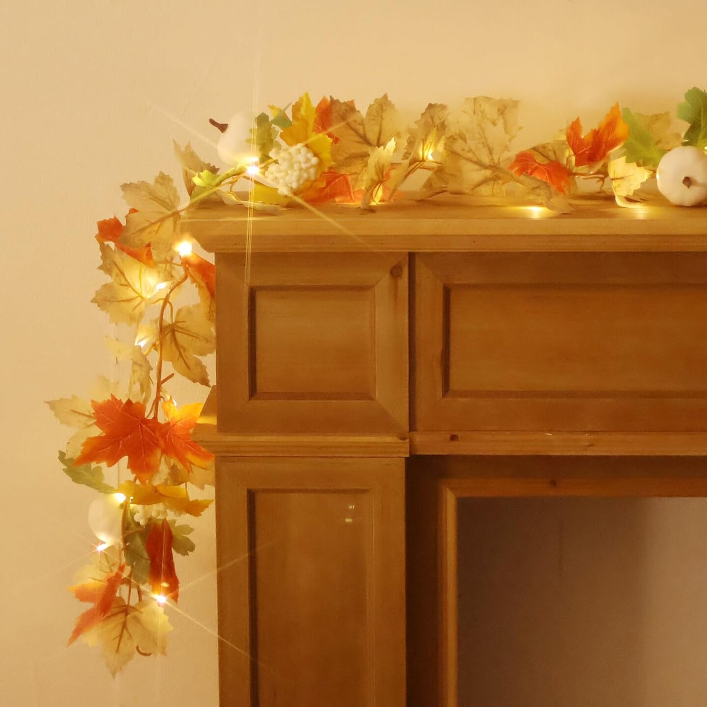 2 Pack Fall Leaves Garland with Lights - 5.6FT