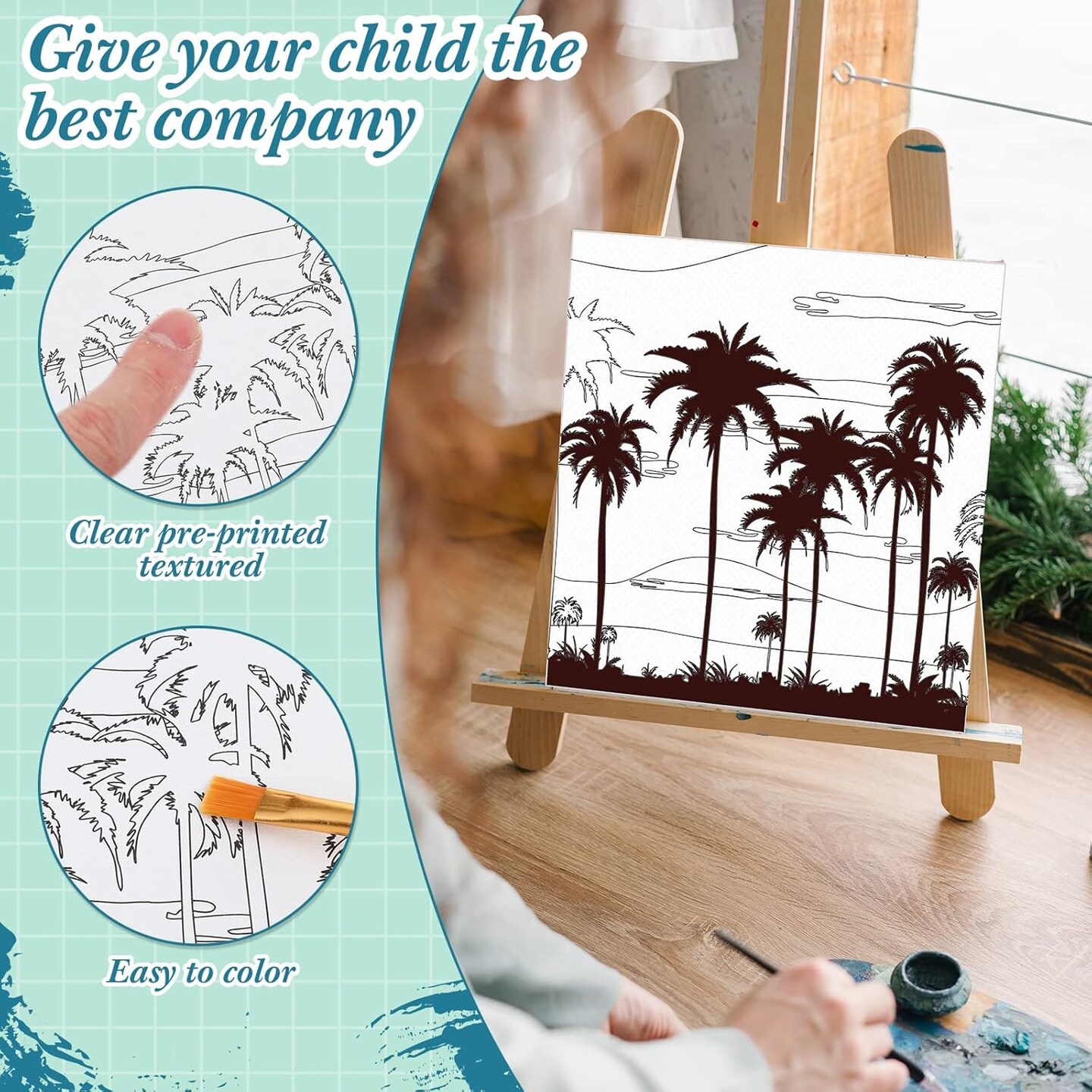 12 Pcs Pre Drawn Canvas Set for Adults(Landscape,8 x 8 Inch)