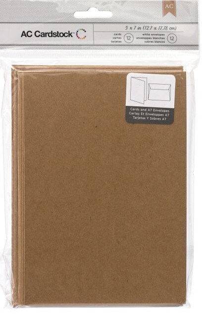 American Crafts 12pc Brown Kraft Cardstock Cards &#x26; Envelopes