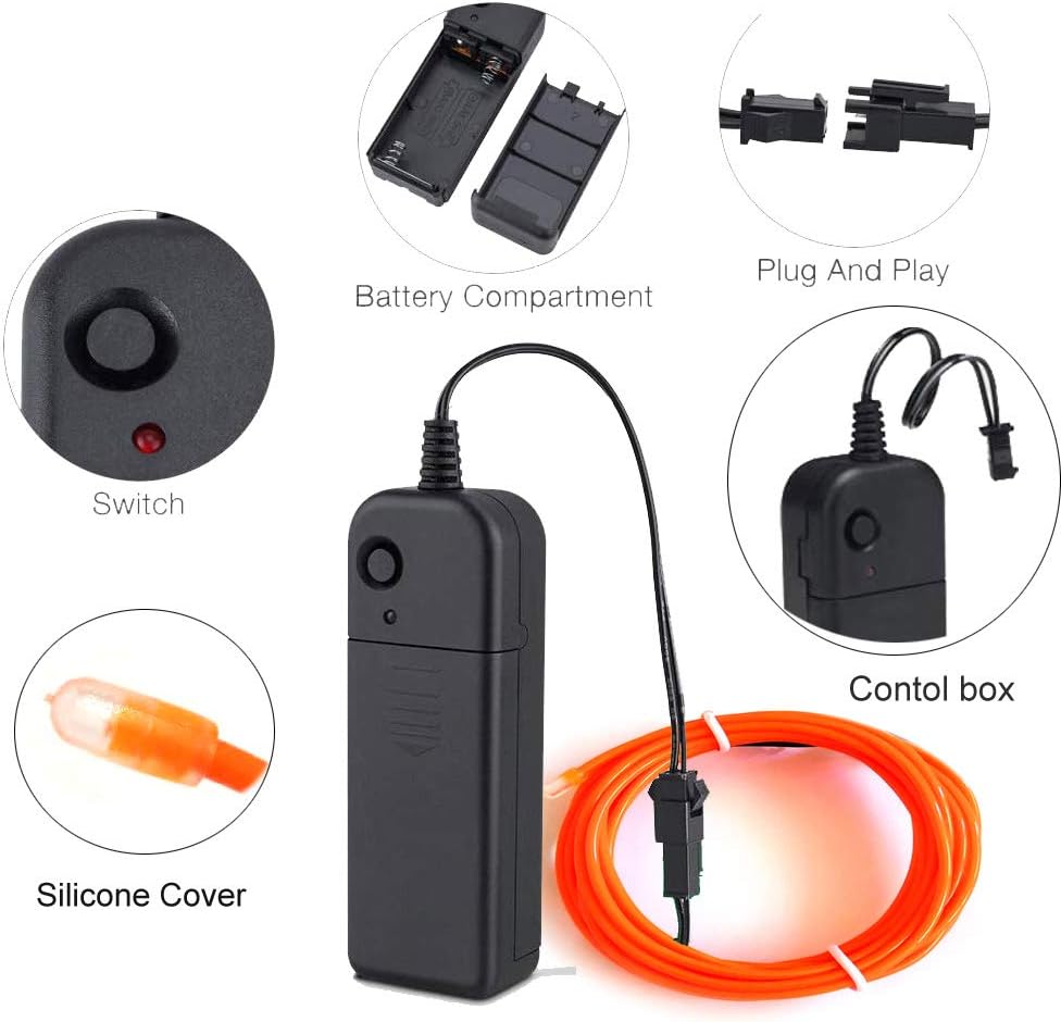 Portable Battery Pack Neon Light Strip for Halloween - Orange