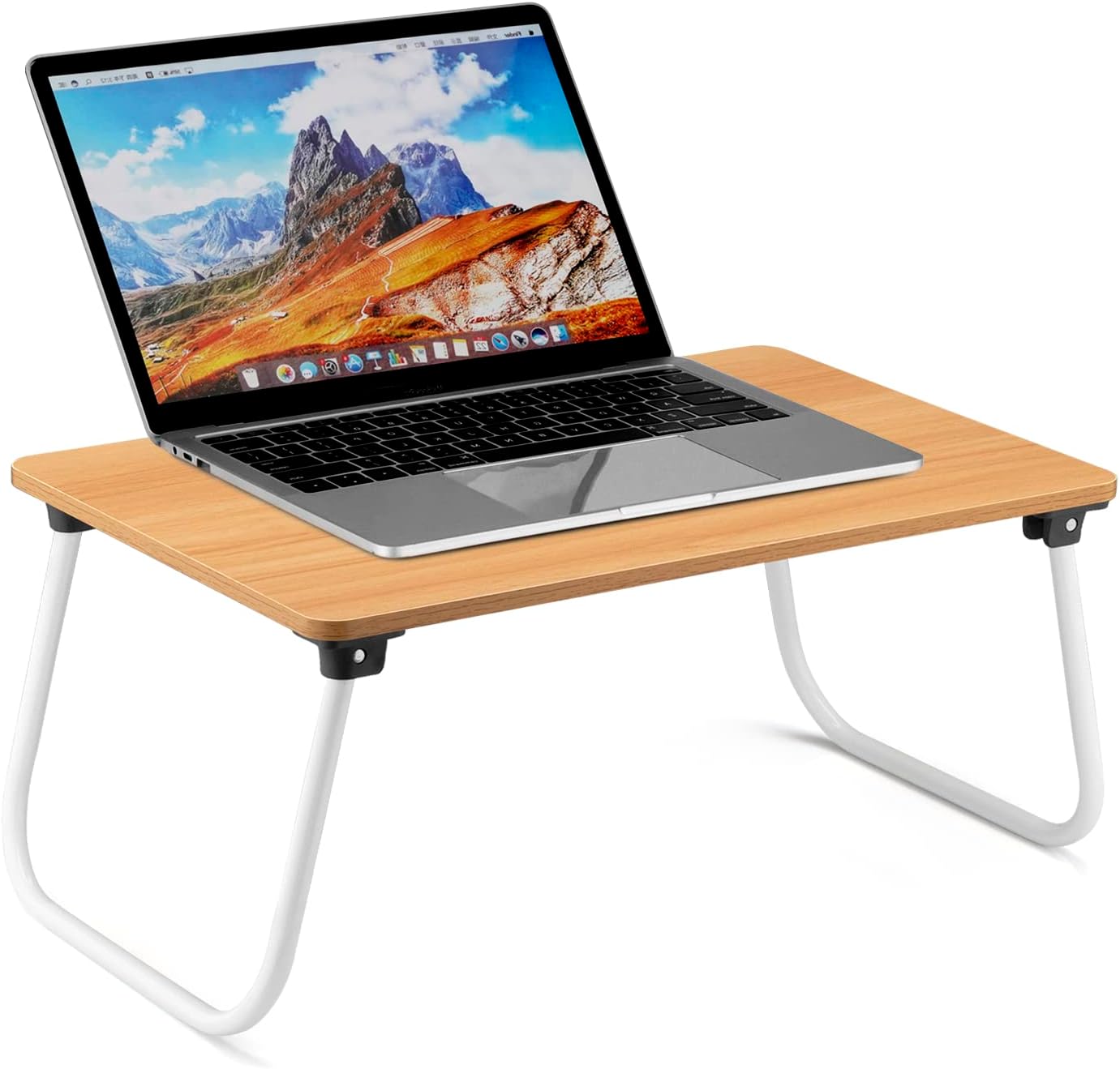 Folding Lap Desk Laptop Stand Bed Desk Table Tray, Breakfast Serving Tray, Portable & Lightweight Mini Table for Sofa Couch Floor - Wood