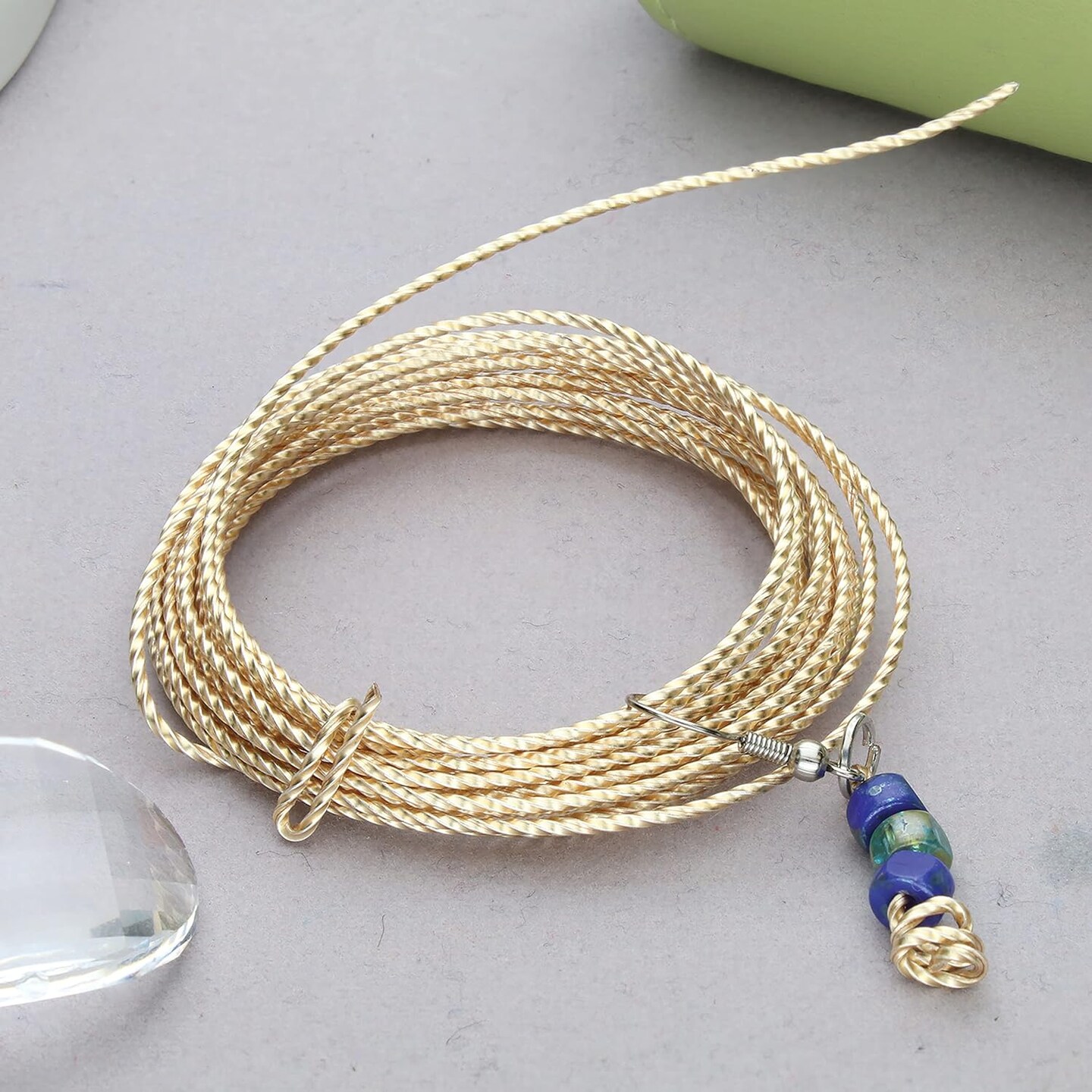The Beadsmith Twisted Craft Wire - Wire Elements - Soft Temper - 18 Gauge, 8 Ft Coil - Gold Color - Beading Wire Used for Jewelry Making, Wire Wrapping, and Other DIY Arts & Crafts