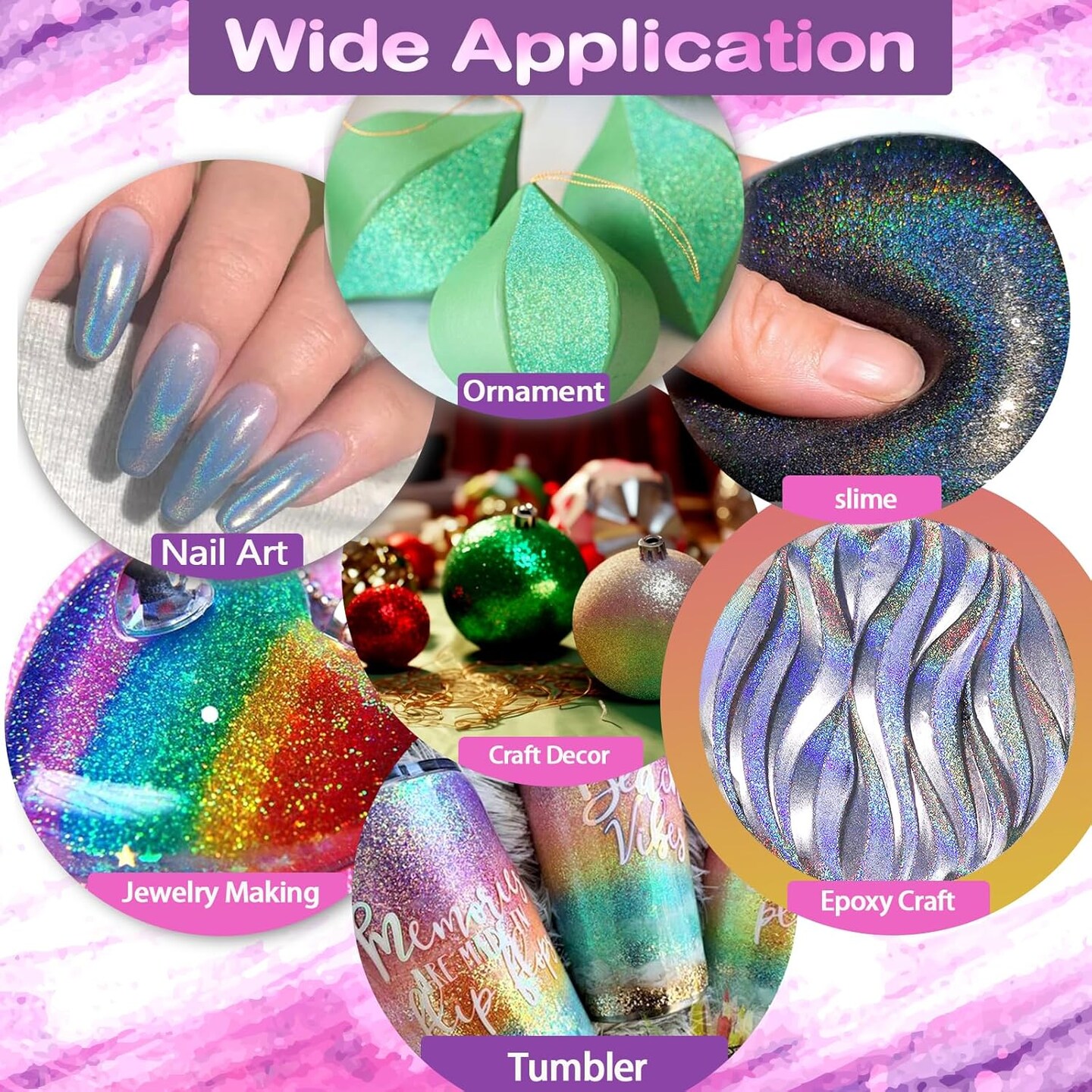 Black - Holographic Diamond Glitter for Crafts